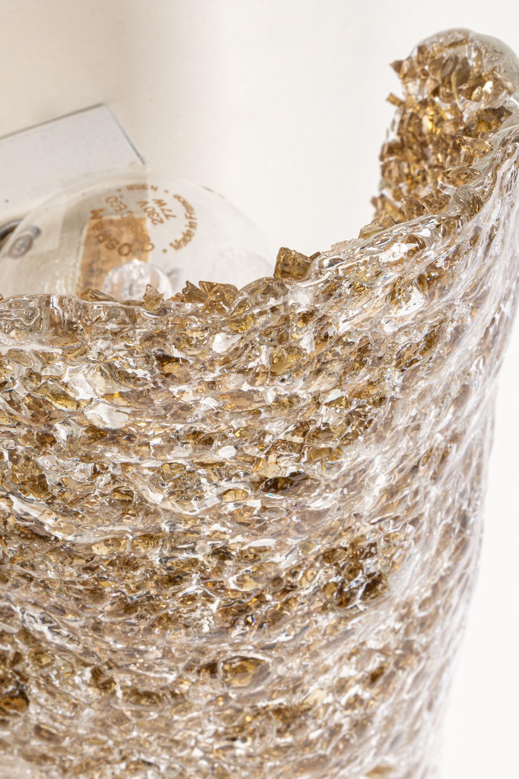 1 Of 3 Murano Ice Glass Vanity Sconces Brass By Hillebrand, Germany, 1970s photo 602.0