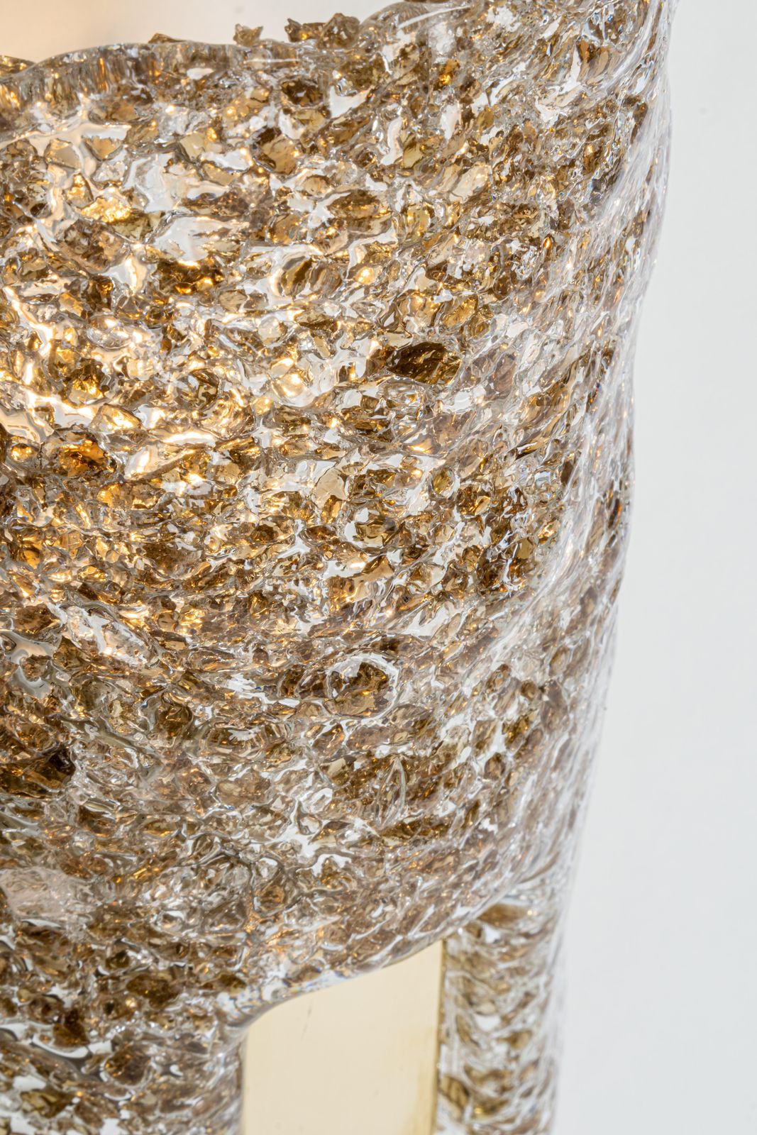 photo for sale 1 Of 3 Murano Ice Glass Vanity Sconces Brass By Hillebrand, Germany, 1970s