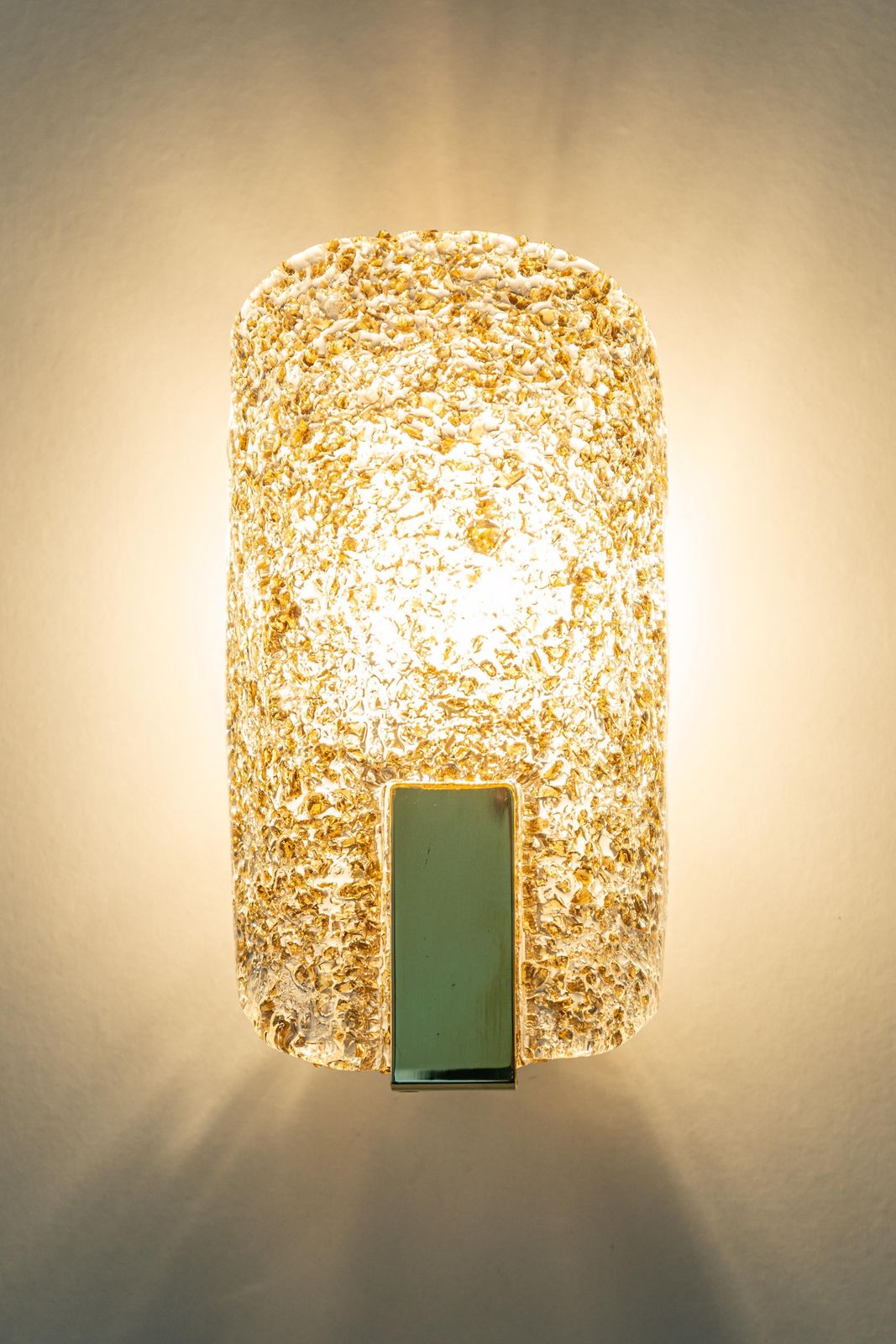 Lighting 1 Of 3 Murano Ice Glass Vanity Sconces Brass By Hillebrand, Germany, 1970s photo