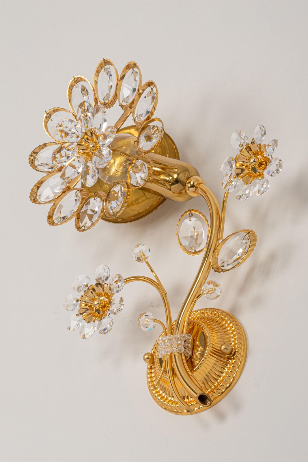 1 Of 3 Gilt Brass Flower Shape Wall Lights By Palwa, Germany, 1970s photo Lighting