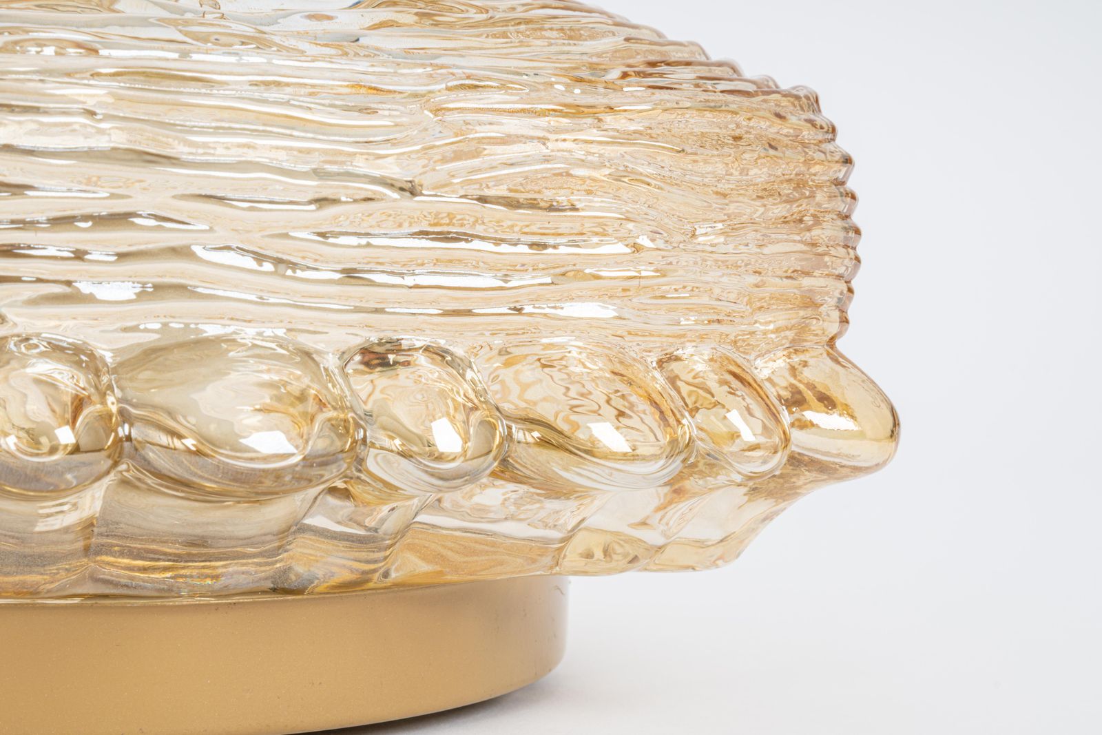 1 Of 8 Pairs Of Amber Glass Sconces In Thumbprint Shape, Germany, 1970s photo vinterior