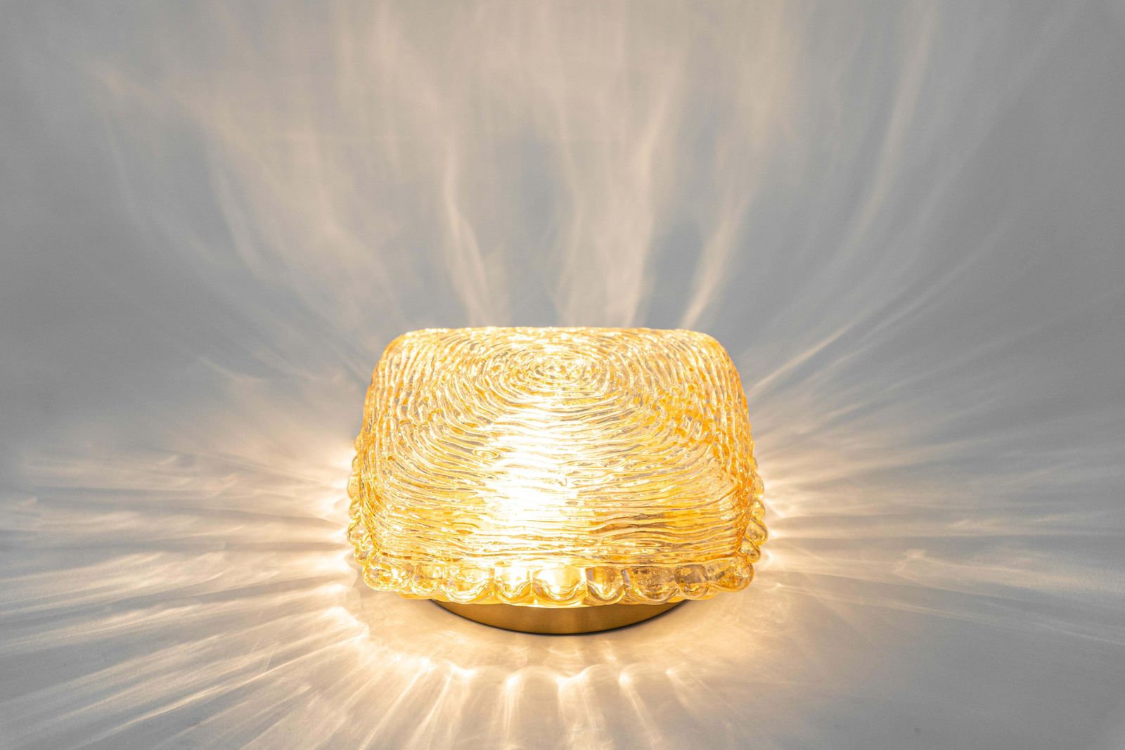 photo furniture 1 Of 8 Pairs Of Amber Glass Sconces In Thumbprint Shape, Germany, 1970s