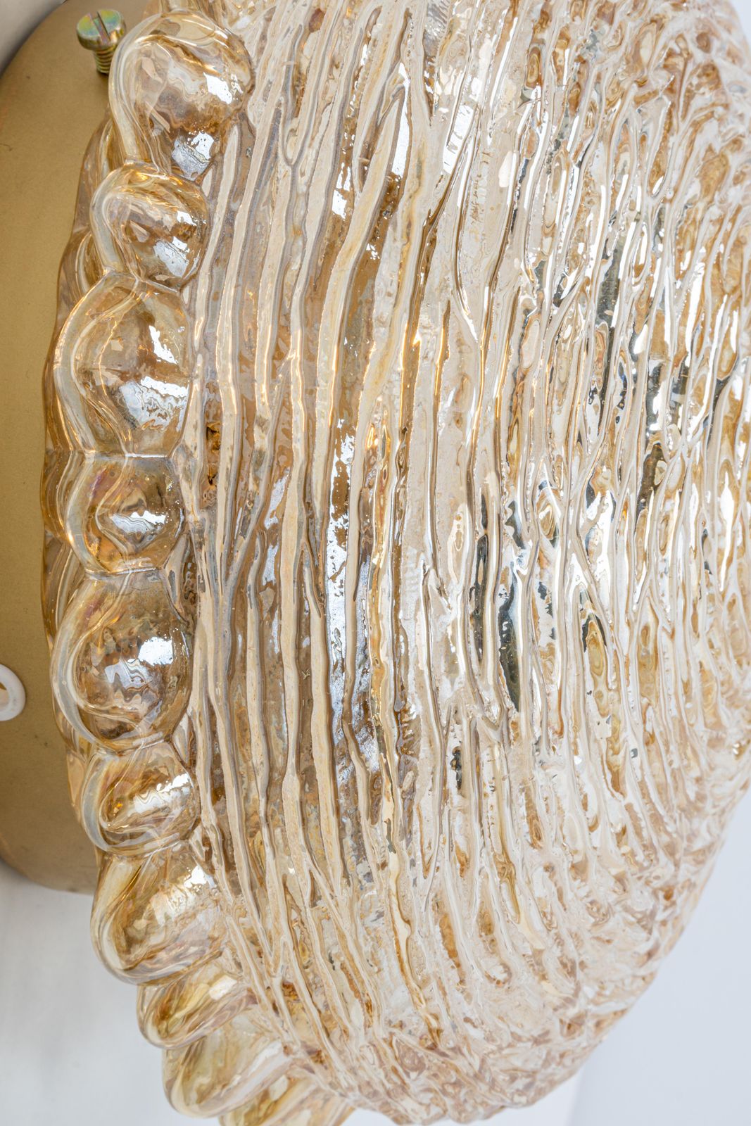 1 Of 3 Pair Of Amber Glass Sconces In Thumbprint Shape, Germany, 1970s photo vinterior