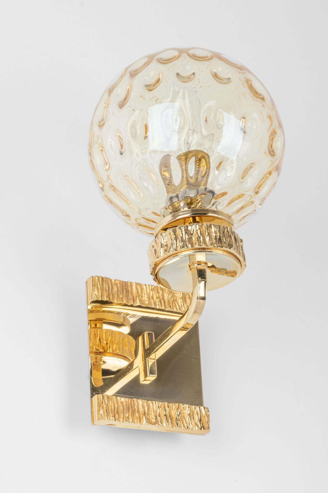 1 Of 3 Sets Of Glass And Brass Sconces Palwa Style, Germany, 1970s photo Lighting
