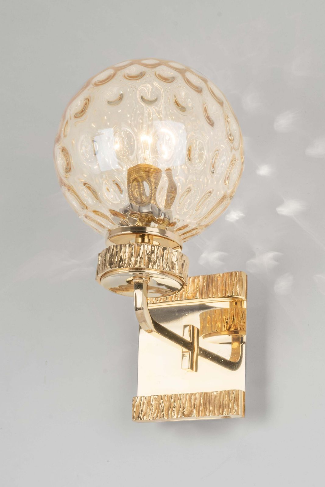 1 Of 3 Sets Of Glass And Brass Sconces Palwa Style, Germany, 1970s photo vintage