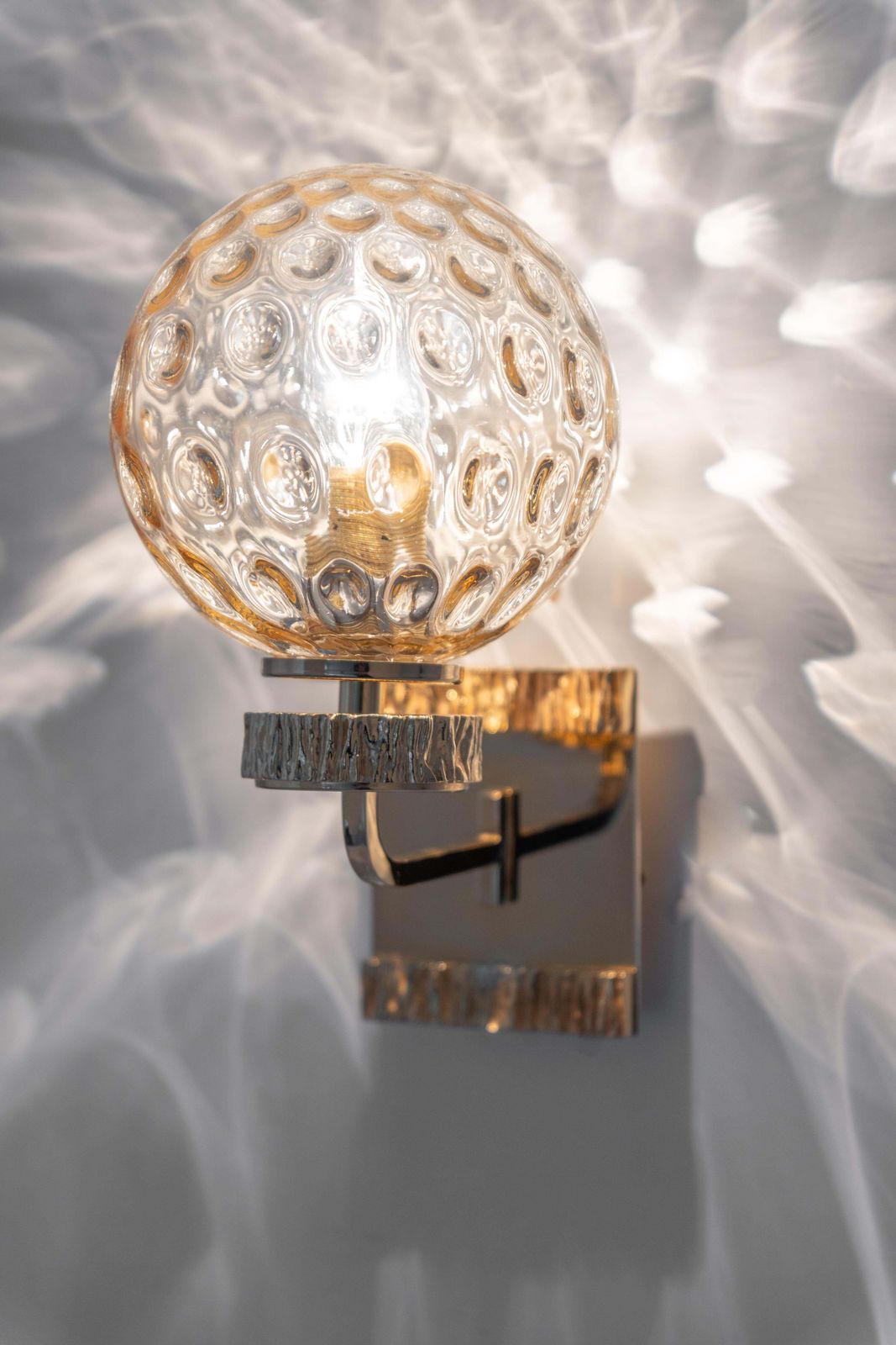 photo for sale 1 Of 3 Sets Of Glass And Brass Sconces Palwa Style, Germany, 1970s