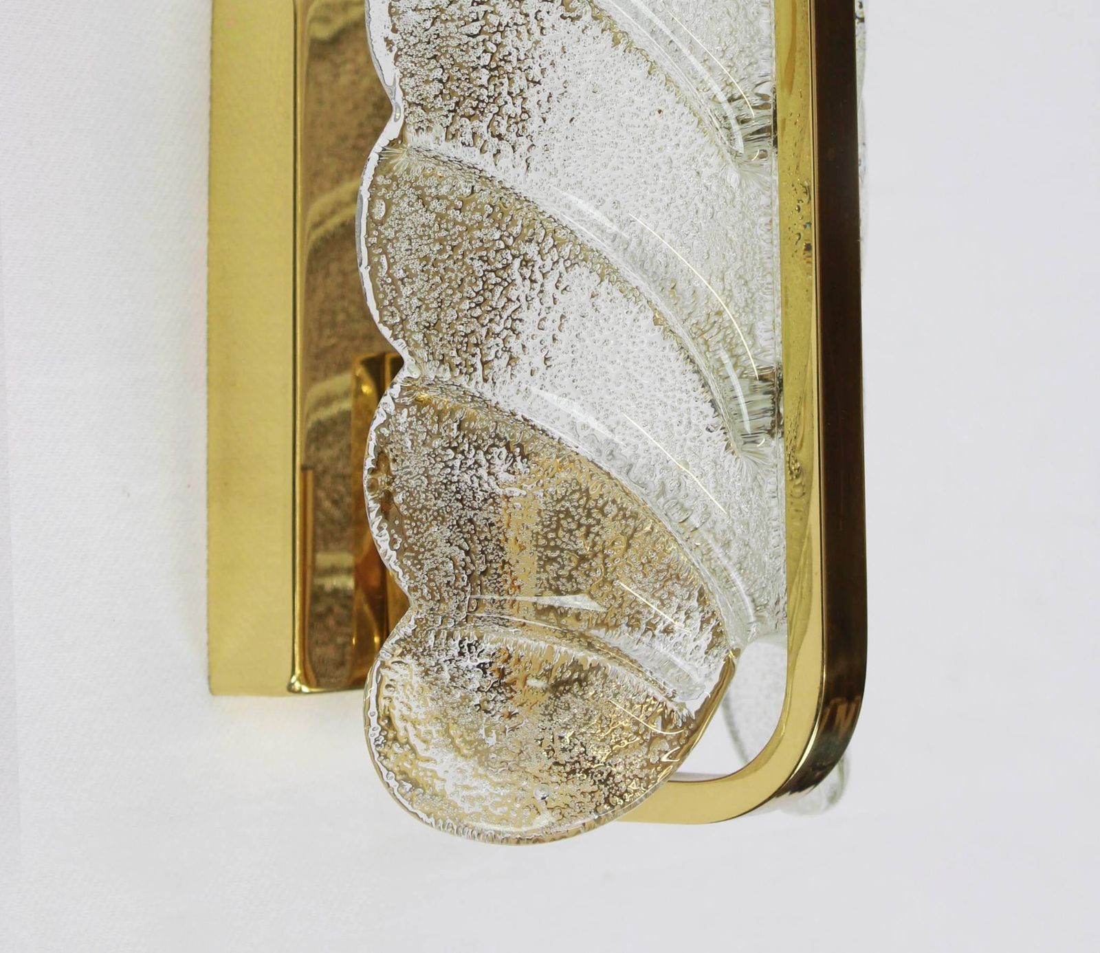 Pair Of Brass Wall Sconces By Carl Fagerlund For Orrefors, Glass Leaves, 1960s photo furniture