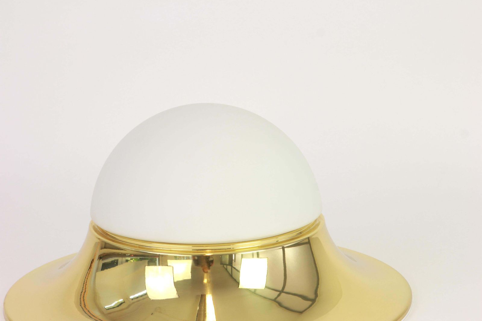 1 Of 5 Large Ufo Brass Glass Flushmounts, Limburg, Germany, 1970s photo for sale