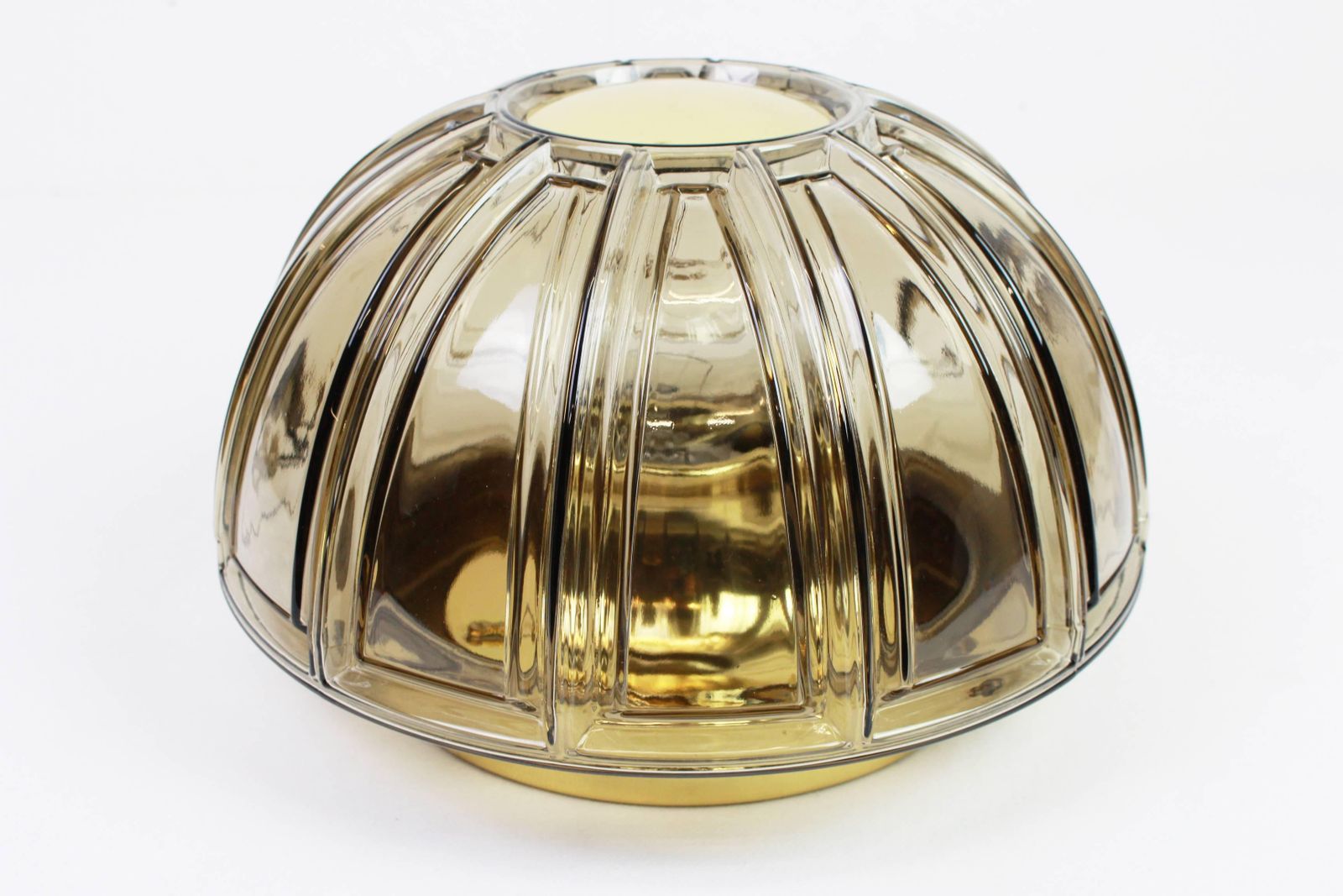 Pair Of Brass And Amber Glass Sconces Or Flush Mount By Limburg, Germany, 1960s photo vinterior
