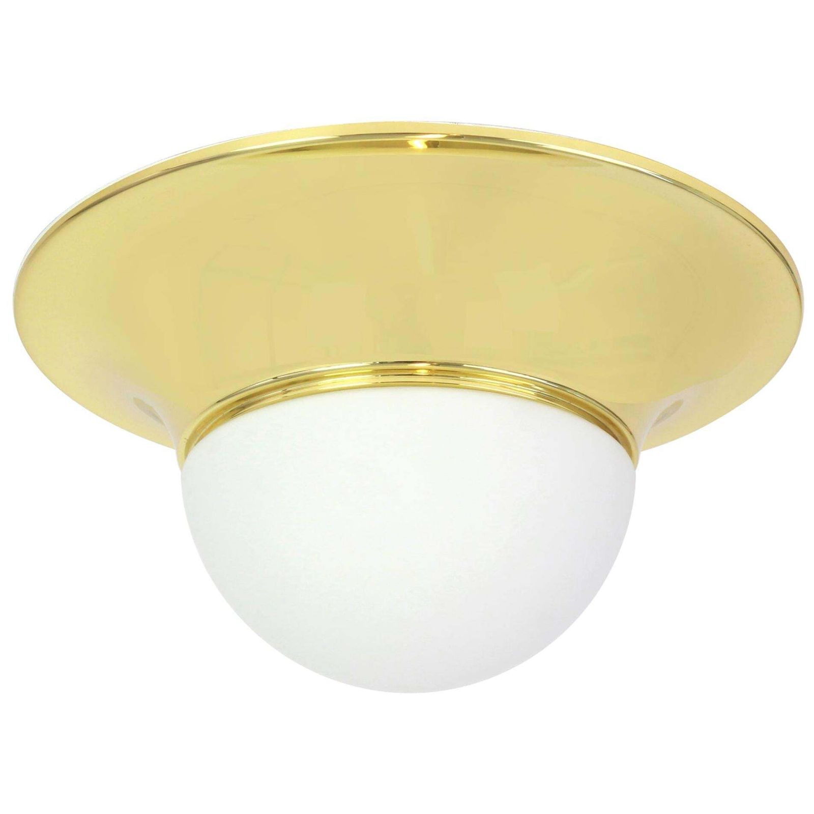 1 Of 5 Large Ufo Brass Glass Flush Mounts, Limburg, Germany, 1970s