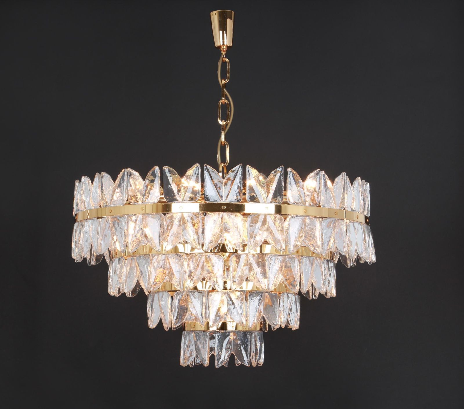 Huge Kalmar Chandelier 'Corina', Gilt Brass Glass, Austria, 1970 photo Lighting