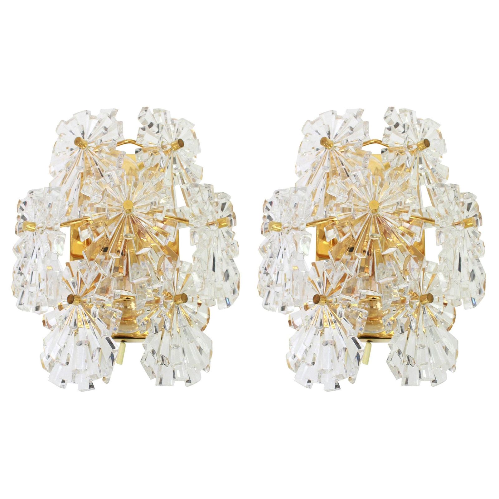 1 Of 2 Sets Wonderful Pair Of Crystal Sconces By Kinkeldey, Germany, 1970s