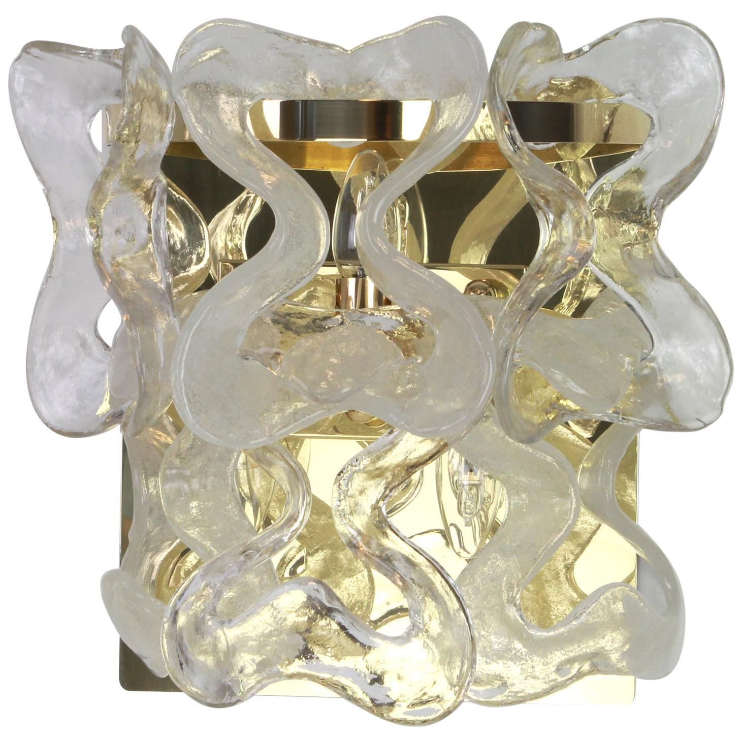 1 Of 2 Large Murano Glass Wall Sconce By Kalmar Mod. Catena, Austria, 1960s
