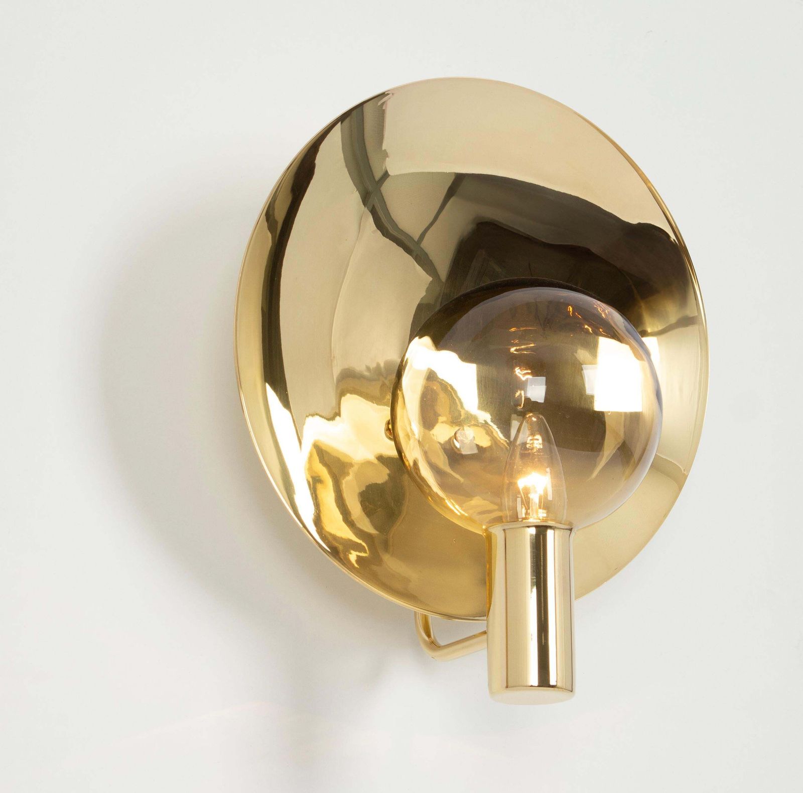 Stunning Large Brass And Smoke Glass Sconce, Hans Agne Jakobsson, Sweden, 1970s photo Lighting