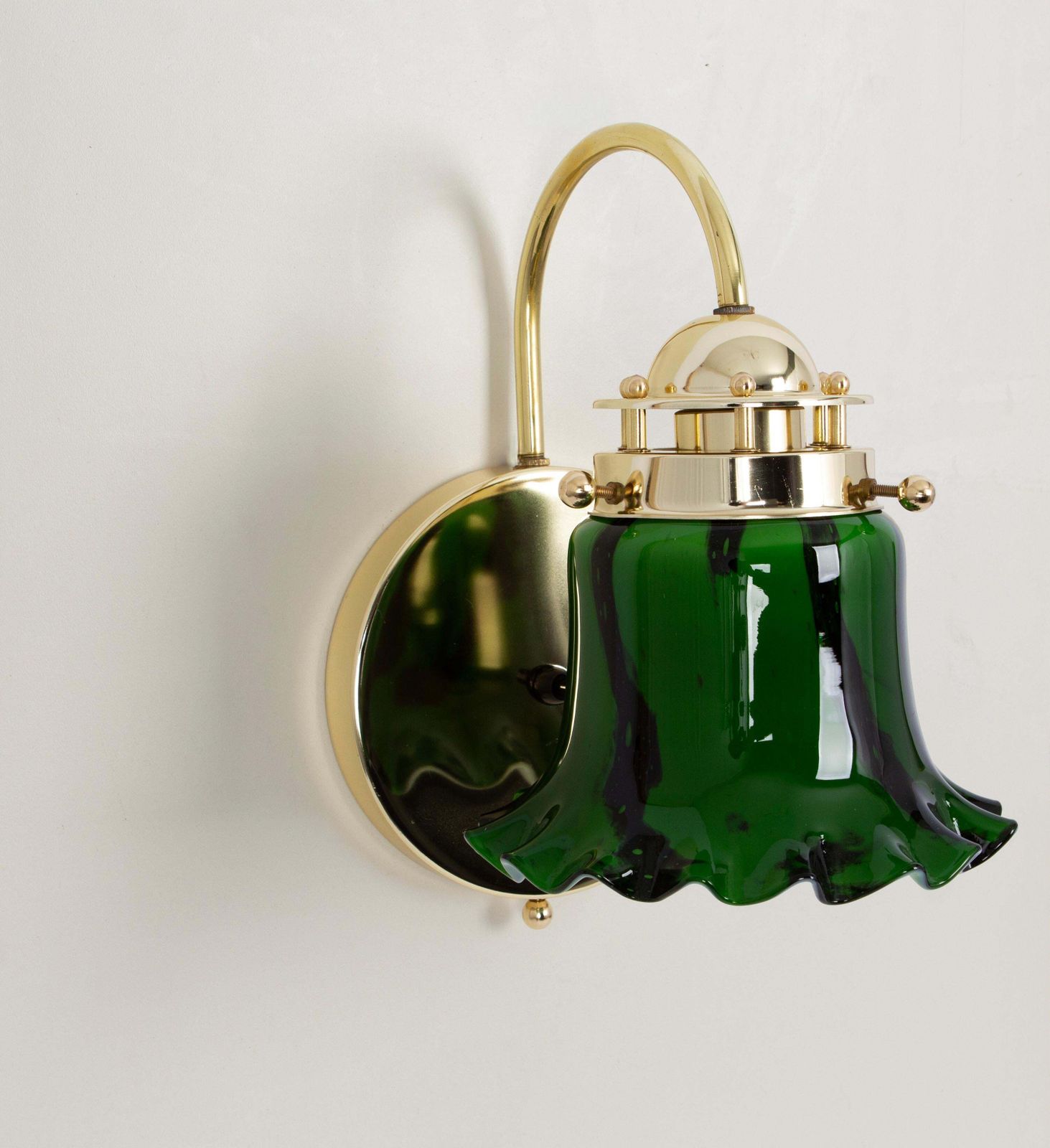 Pair Of Green Opal Glass Wall Sconces By Peill & Putzler, Germany photo vinterior