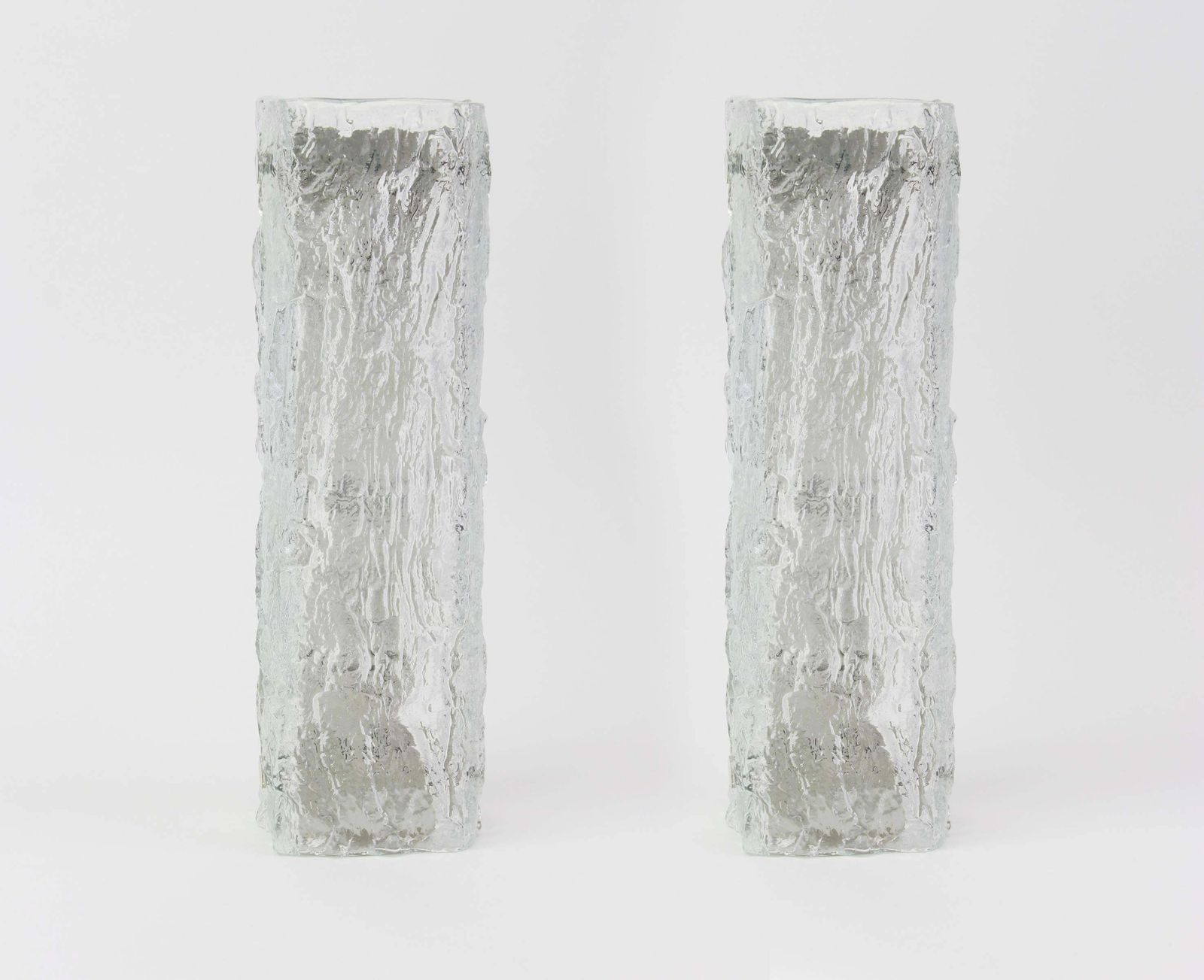 1 Of 4 Large Murano Ice Glass Vanity Sconce By Kaiser, Germany, 1970s photo for sale