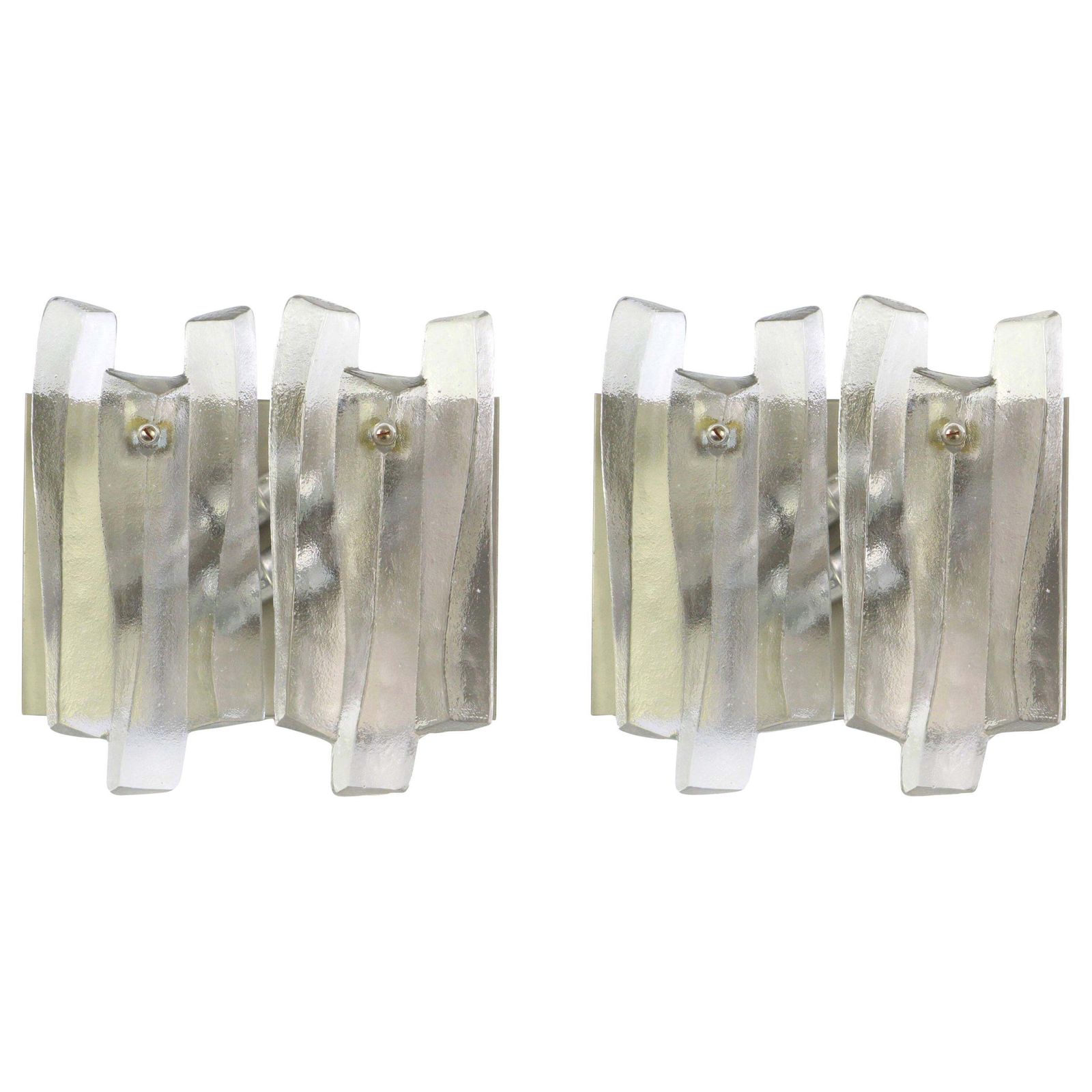Pair Of Large Murano Glass Sconces By Kalmar 'Fuente', Austria, 1960s