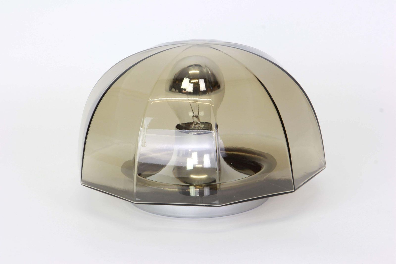Pair Of Smoked Glass Sconces Or Flush Mount By Hillebrand, Germany, 1960s photo furniture