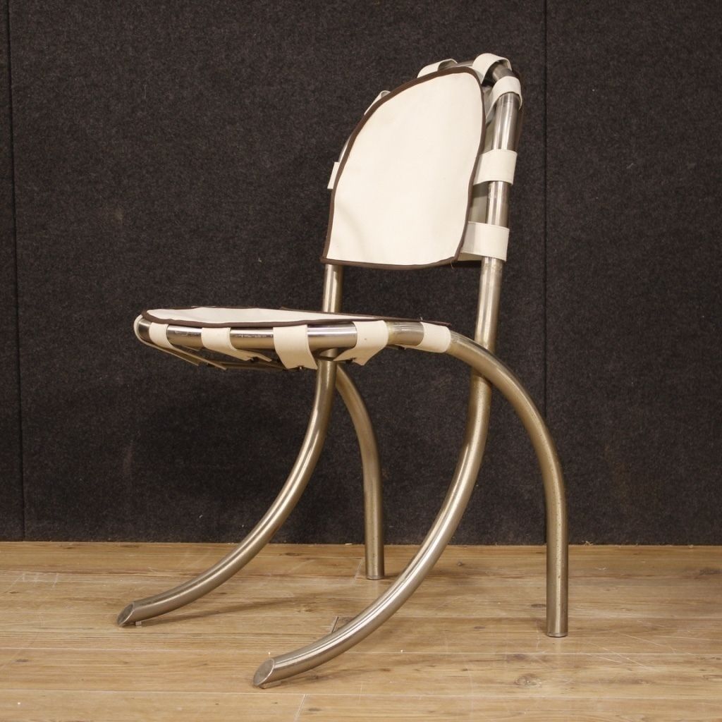 2054.0 4 Italian Chairs In Steel And Fabric By Bazzani Design photo