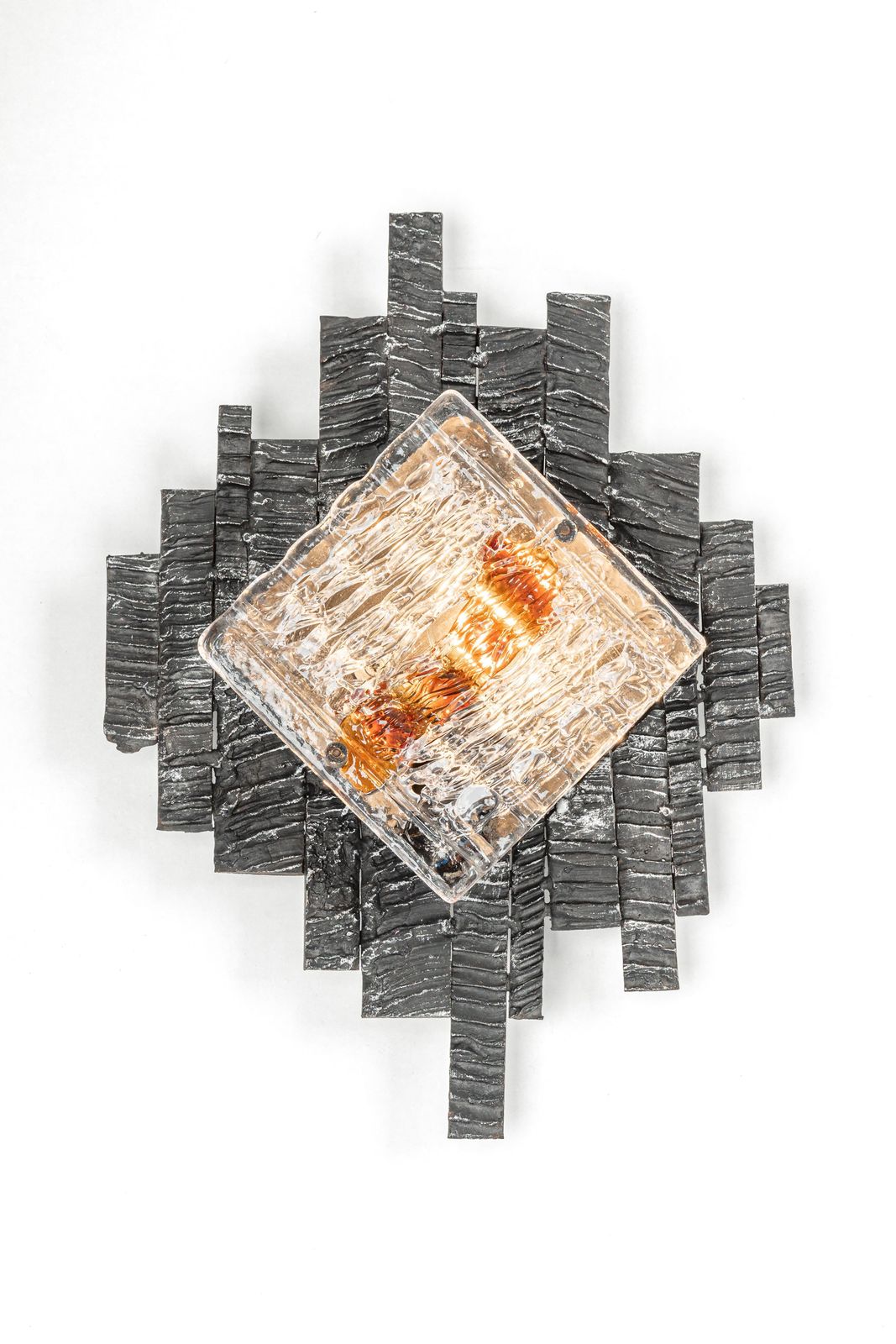Pair Of Albano Poli Brutalist Style Murano Glass Sconces By Poliarte, 1970s photo buy