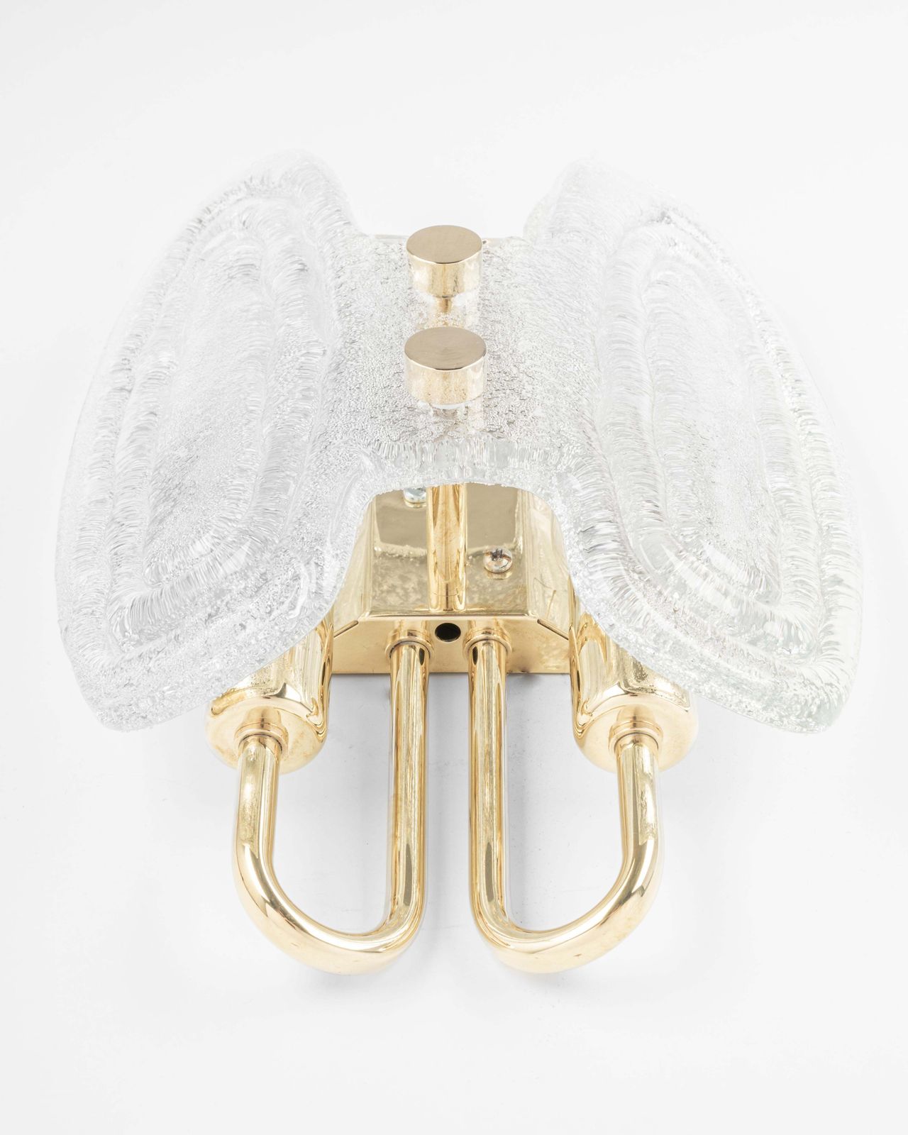 Pair Of Murano Ice Glass Brass Sconces By Hillebrand, Germany, 1970s photo 1290.0
