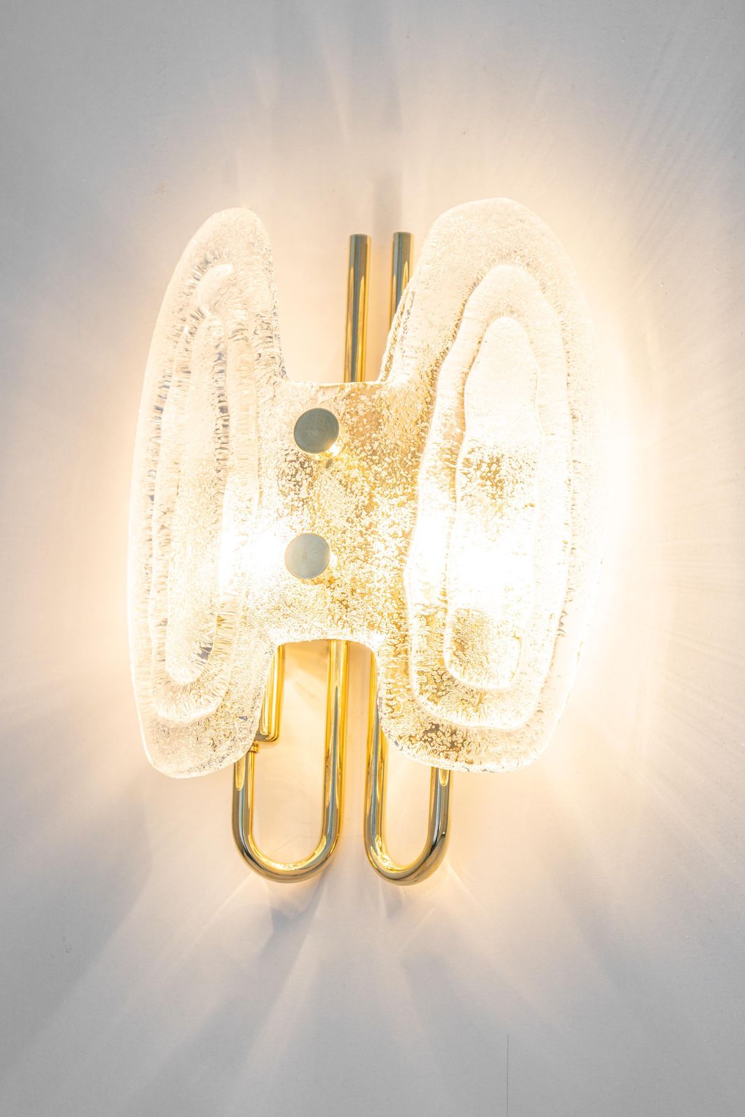 photo furniture Pair Of Murano Ice Glass Brass Sconces By Hillebrand, Germany, 1970s