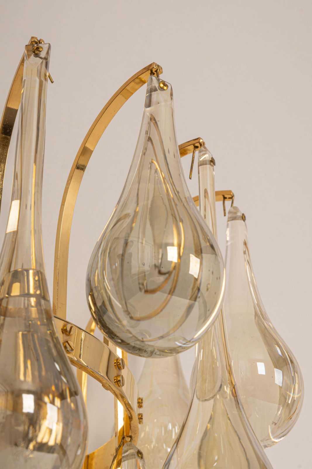Large Pair Of Golden Gilded Brass And Crystal Sconces By Palwa, Germany, 1970s photo furniture