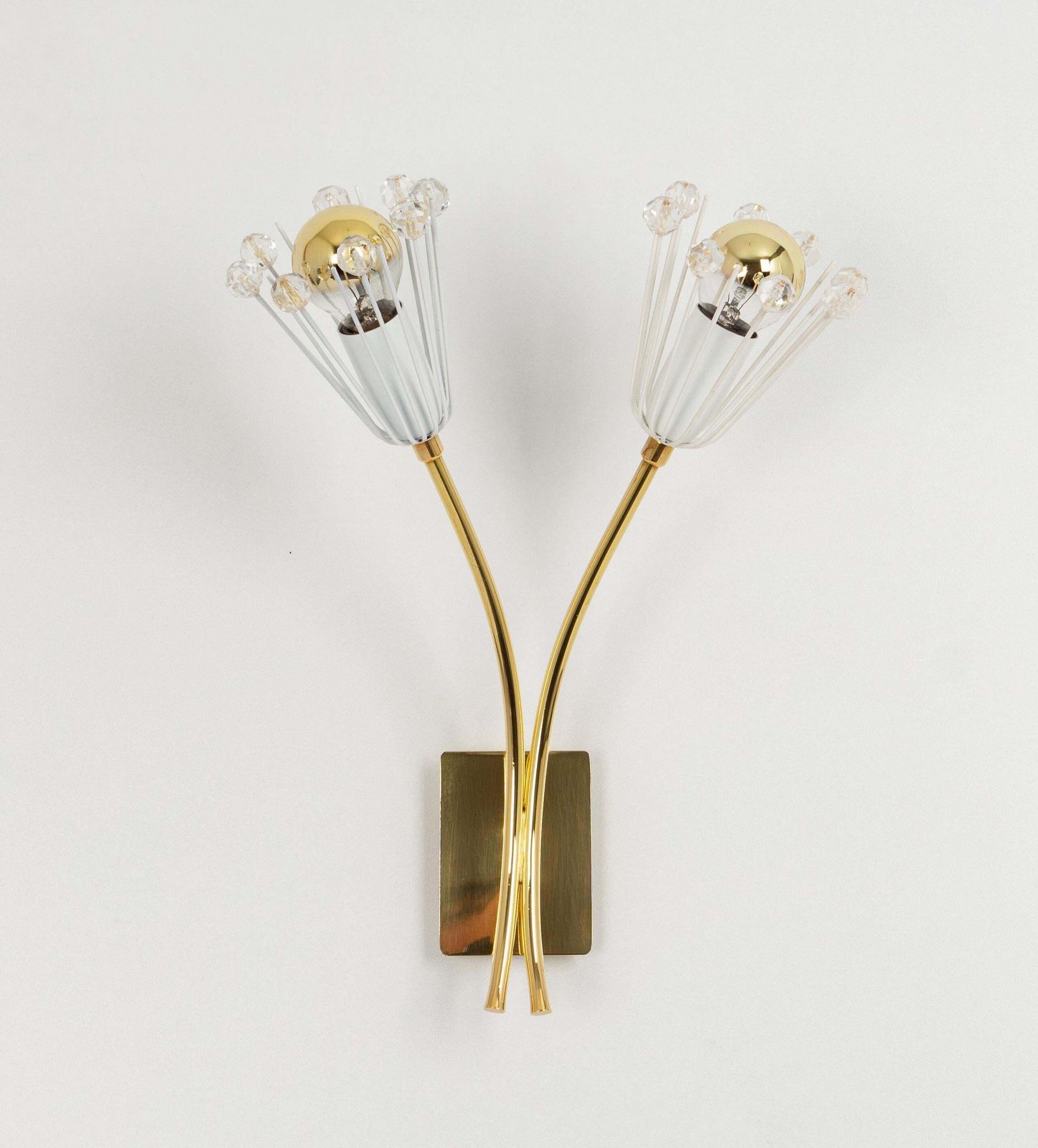 Pair Of Stunning Brass And Glass Wall Sconces Designed By Emil Stejnar, 1960s photo vinterior
