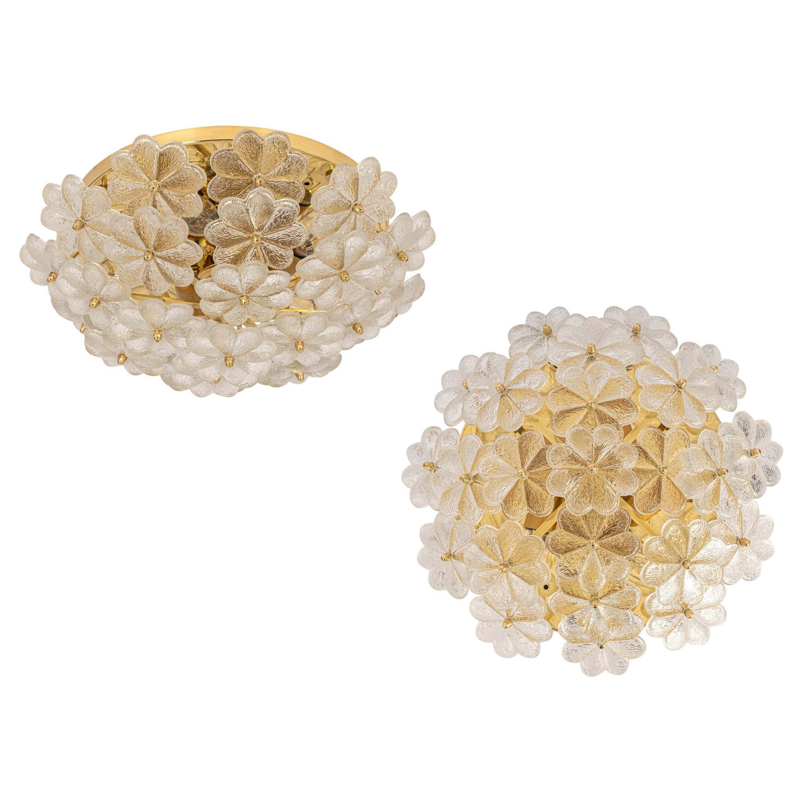 1 Of 4 Stunning Murano Glass Flower Ceiling Light By Ernst Palme, Germany, 1970s