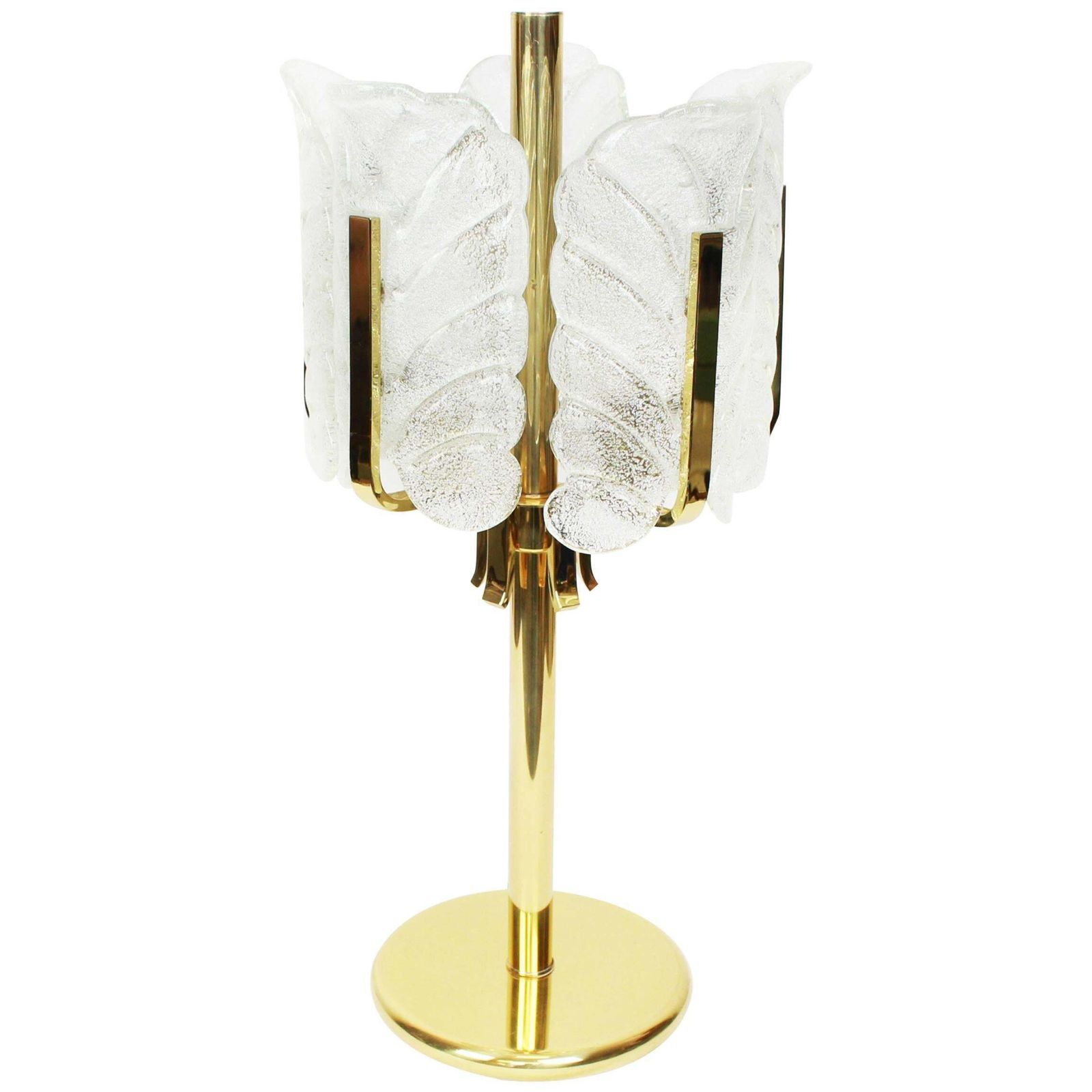 1 Of 2 Rare Carl Fagerlund For Orrefors Table Lamp, Murano Glass Leaves, 1960s photo buy