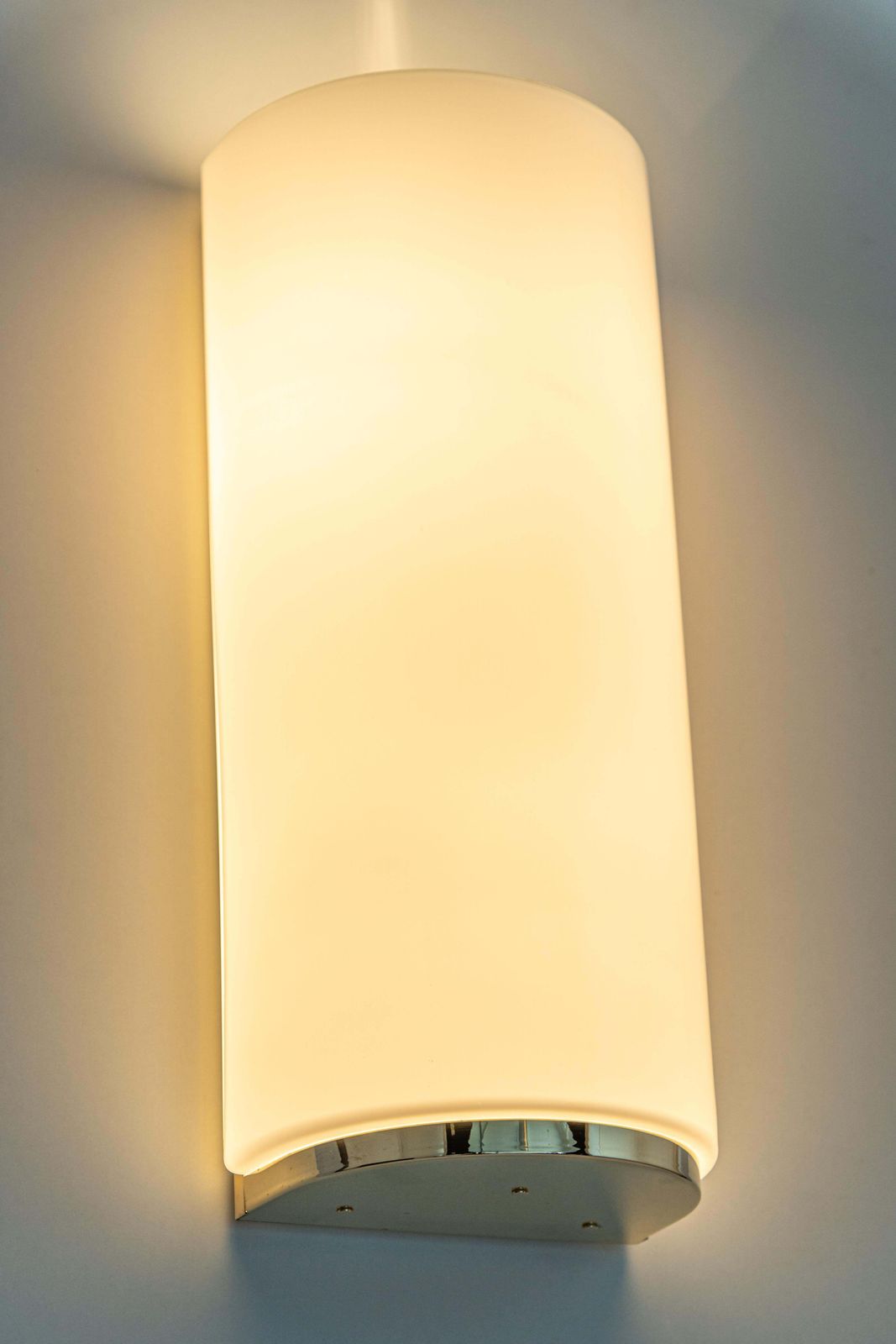 photo furniture Pair Of Large Opal Glass Brass Sconces Designed By Limburg, Germany