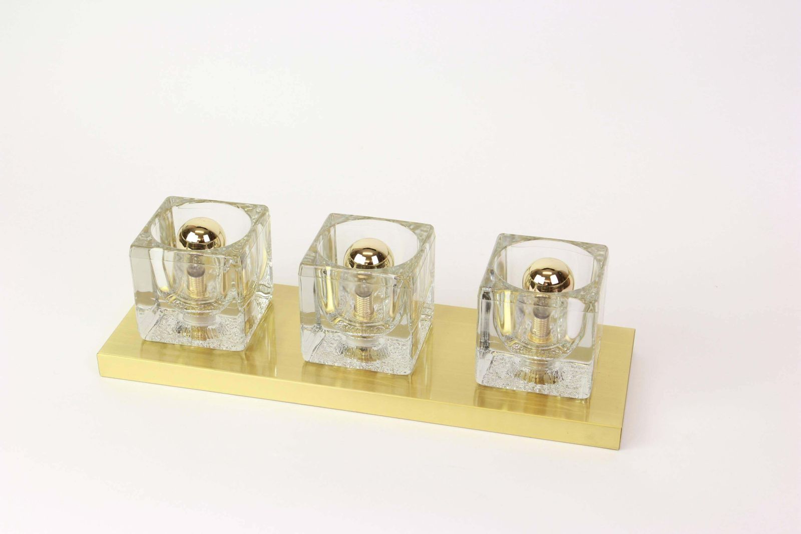 Pair Of Exclusive Crystal Glass Brass Wall Sconces By Peill & Putzler, Germany photo Lighting