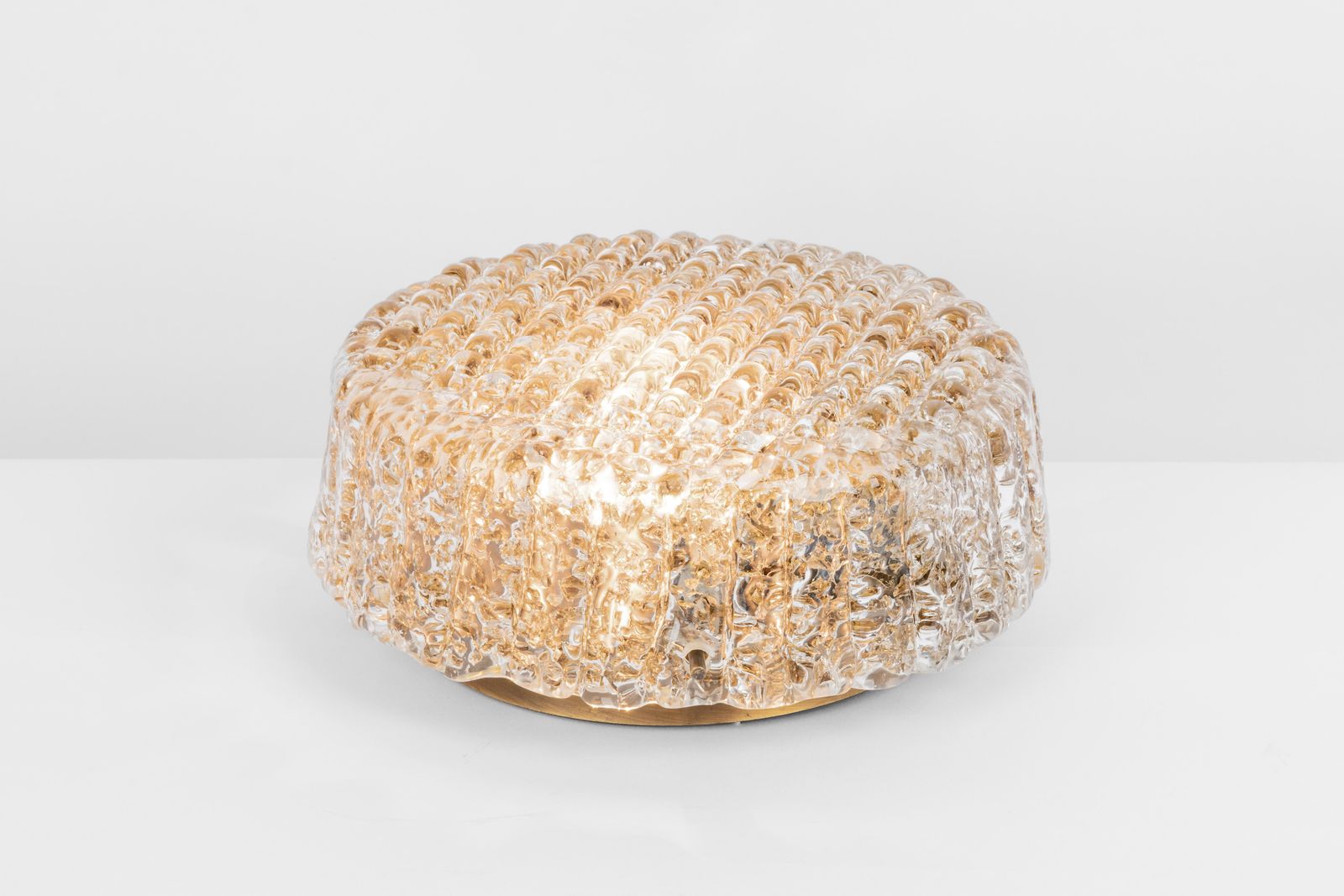 1 'Of 2' Petite Murano Amber Flushmount Wall Light By Hillebrand, Germany, 1970s photo for sale