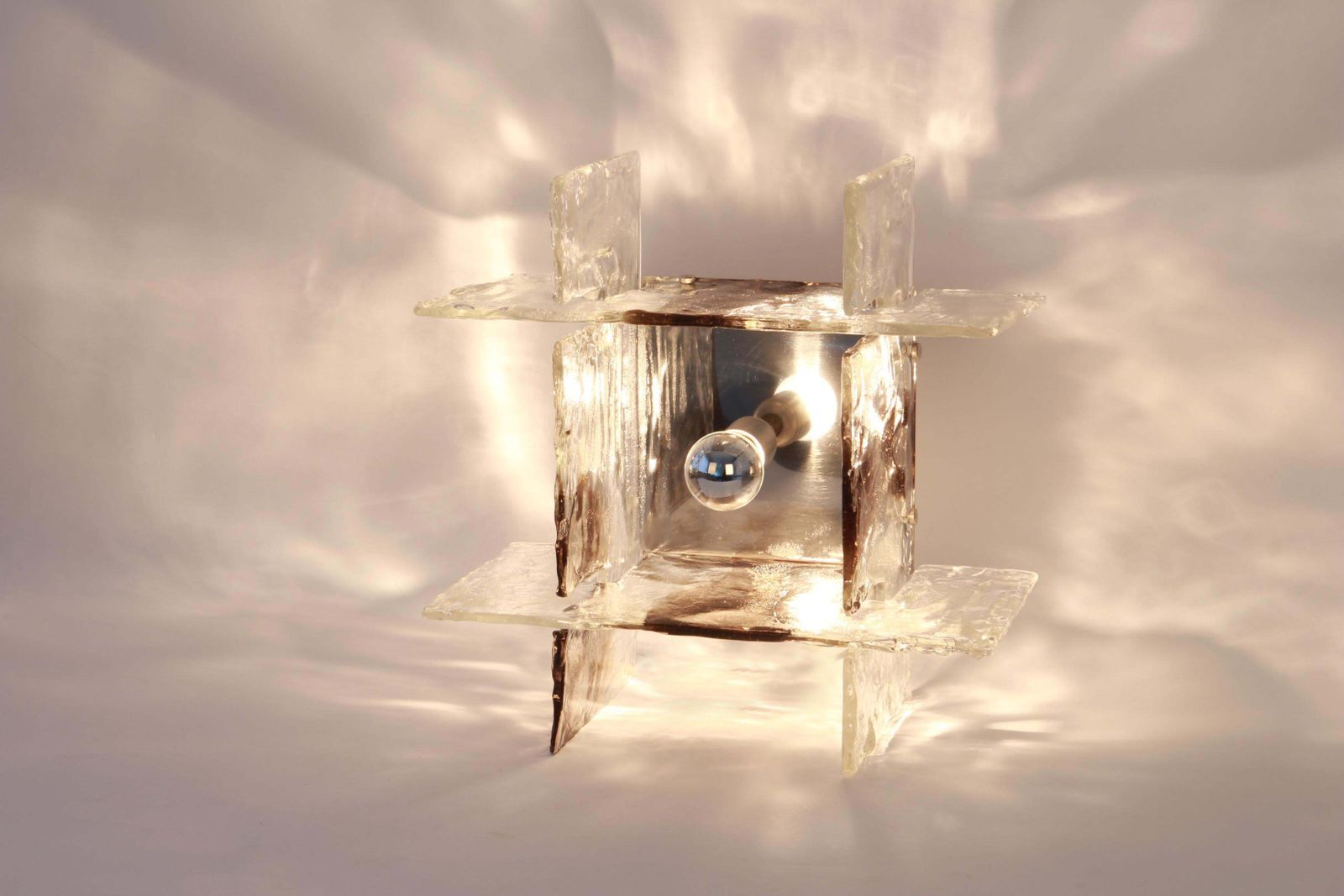 1 Of 3 Large Glass Wall Lights Designed By Carlo Nason For Kalmar, 1960s photo buy