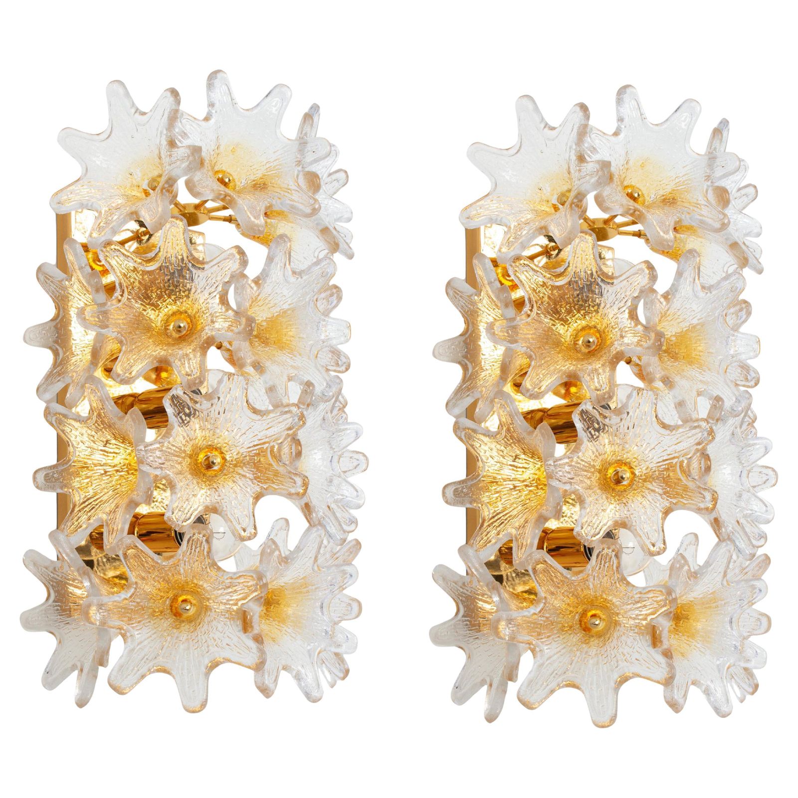 Pair Of Large Murano Glass Wall Sconce By Veart, Italy, 1980s