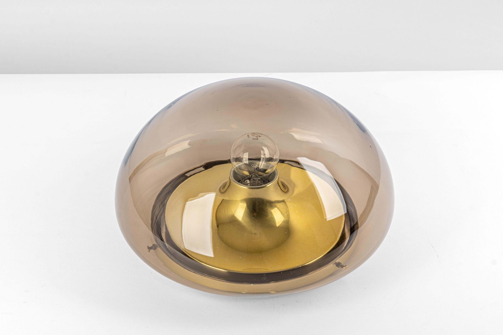 1 Of 2 Mid Century Flushmount Smoked Glass By Limburg, Germany, 1970s photo 731.0