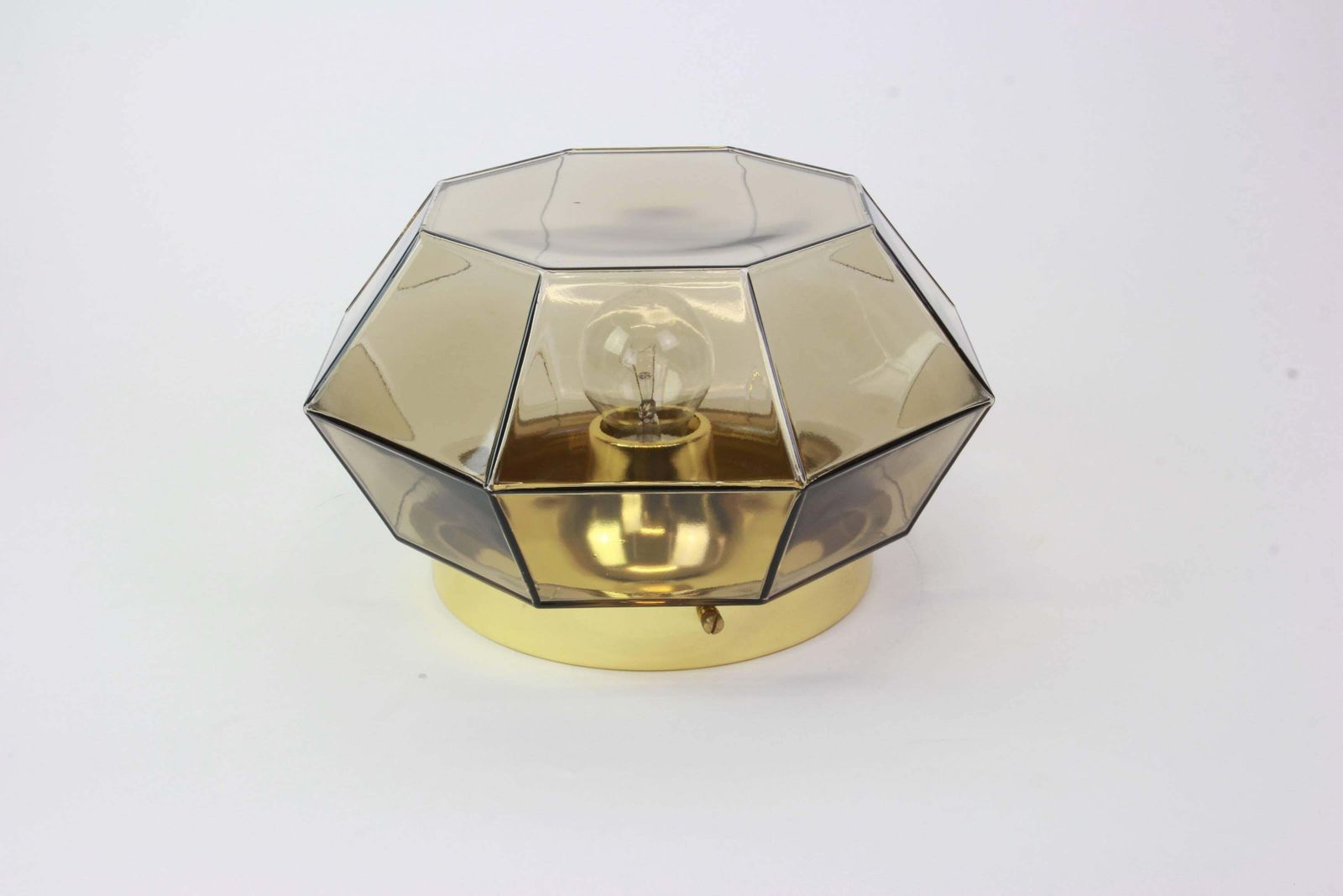 1 Of 3 Iron And Clear Glass Flush Mount By Limburg, Germany, 1960s photo Lighting