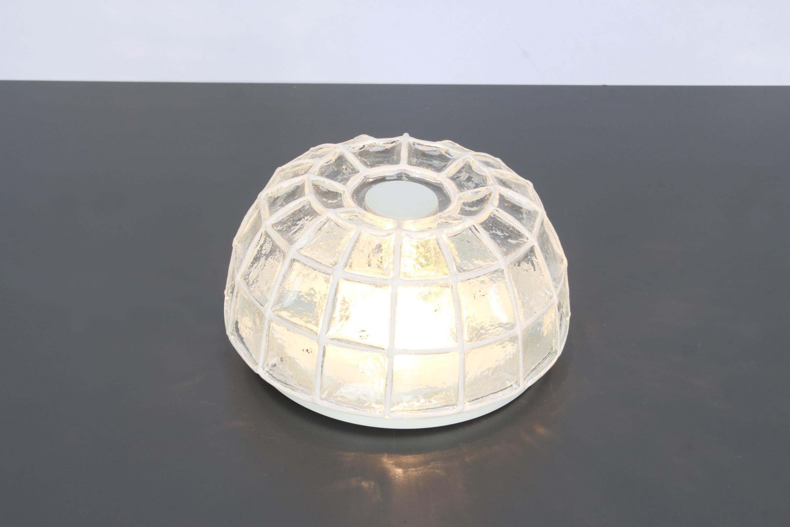 1 Of 5 White Iron And Clear Glass Ceiling Lights By Limburg, Germany, 1960s photo Lighting