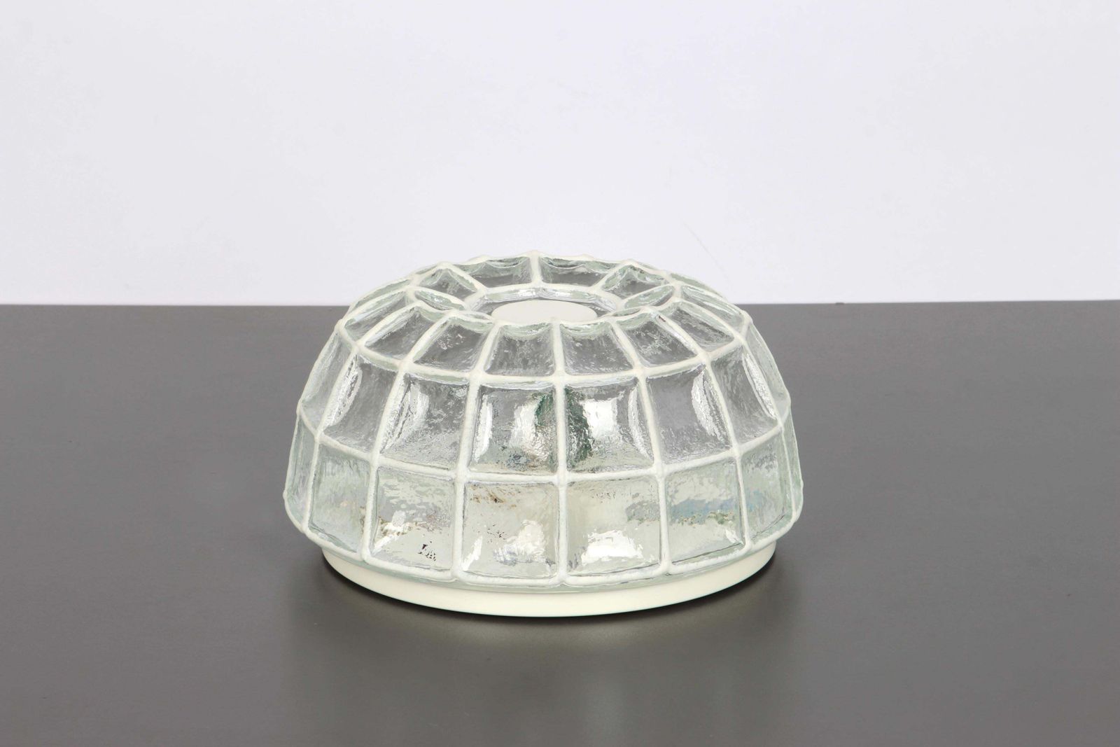 1 Of 5 White Iron And Clear Glass Ceiling Lights By Limburg, Germany, 1960s photo vinterior