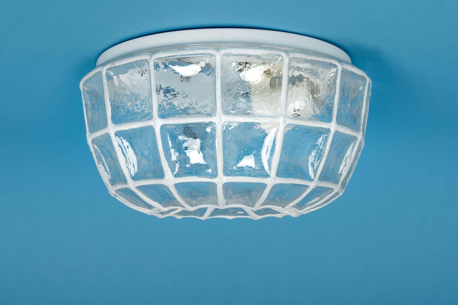 817.0 1 Of 5 White Iron And Clear Glass Ceiling Lights By Limburg, Germany, 1960s photo