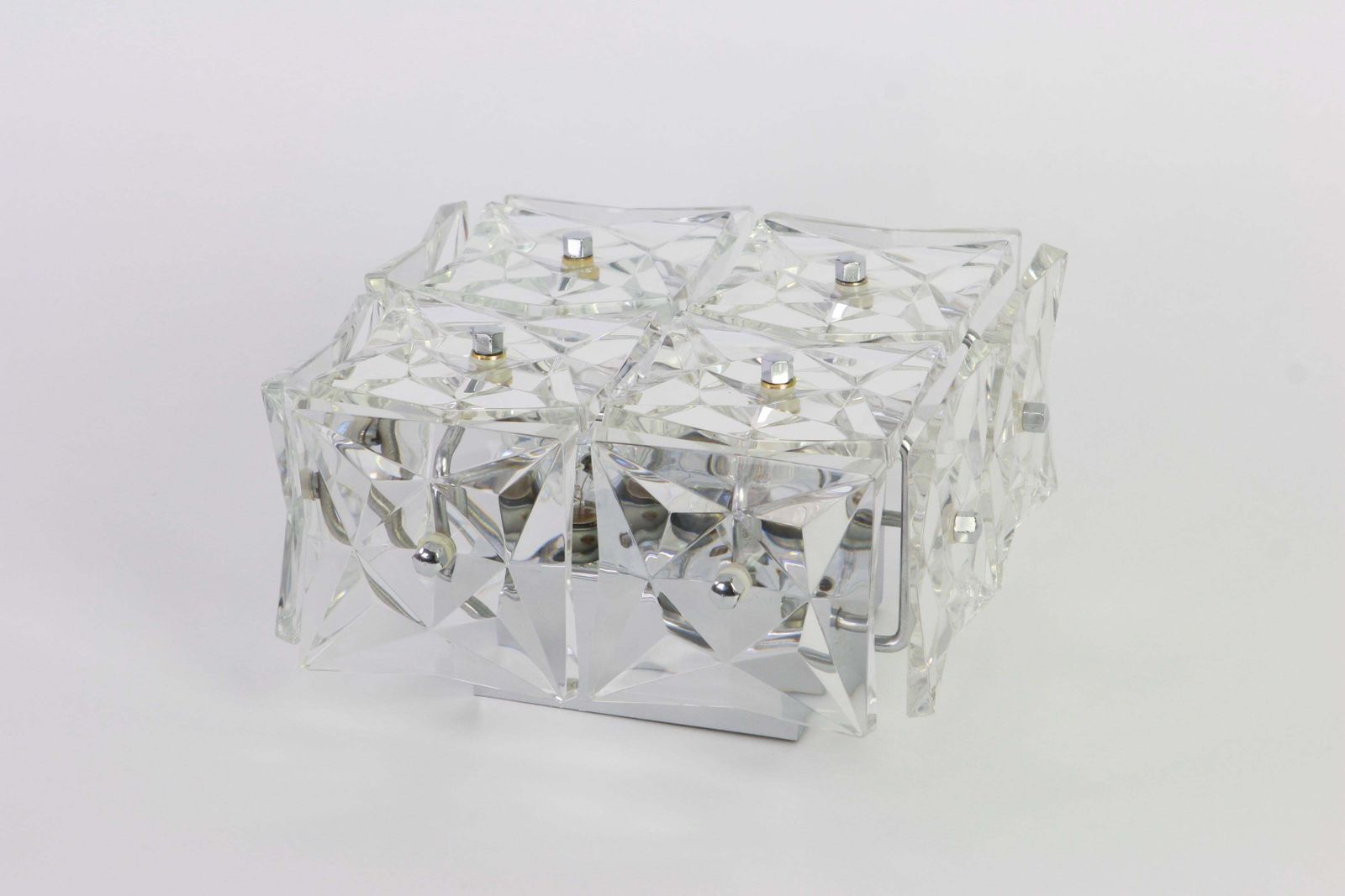 1 Of 5 Petite Flushmount Faceted Crystal Light Wall Light By Kinkeldey, Germany photo vinterior