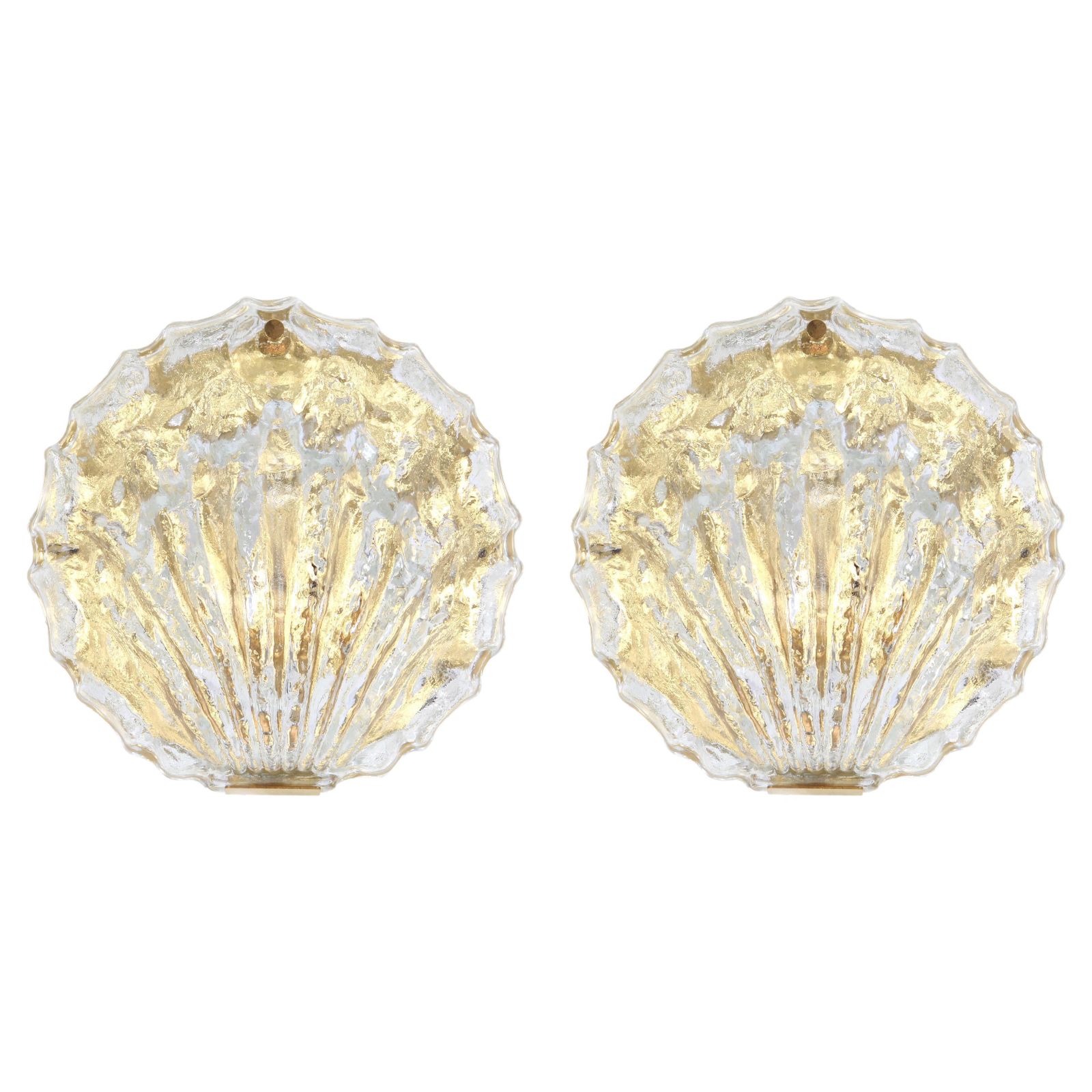 Pair Of Murano Shell Glass Wall Light Sconce By Limburg, Germany, 1970s