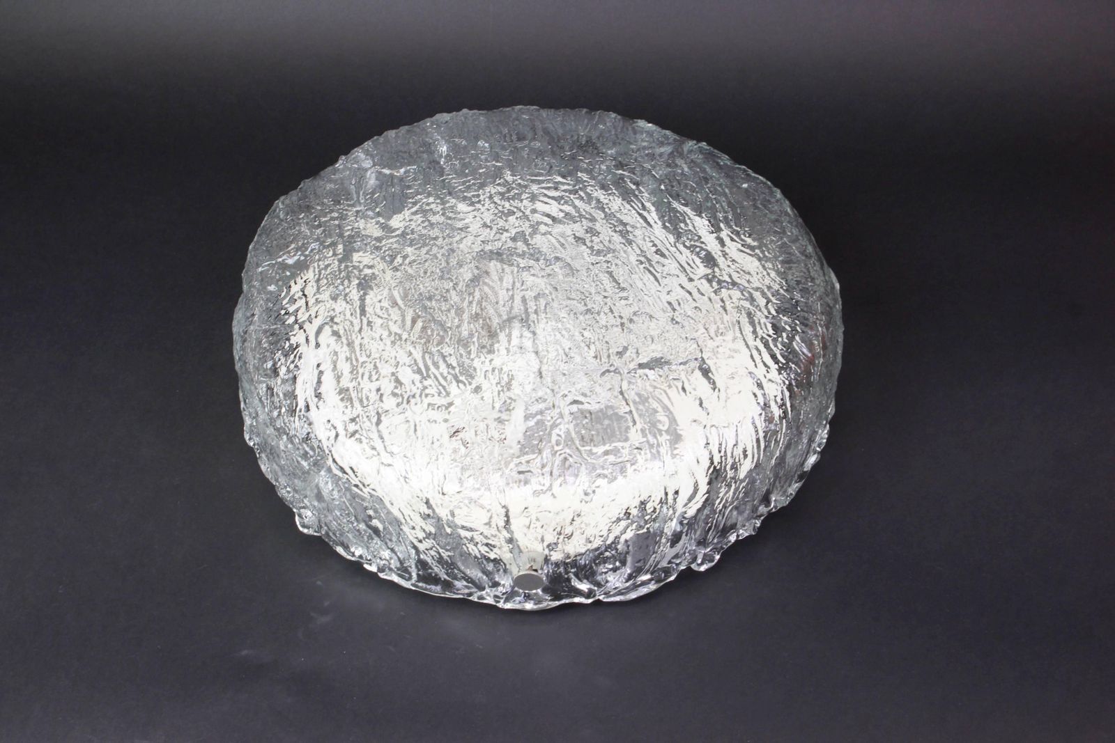Grote ronde Murano ijsglas plafondlamp, Kaiser, Duitsland, jaren 1970 photo for sale