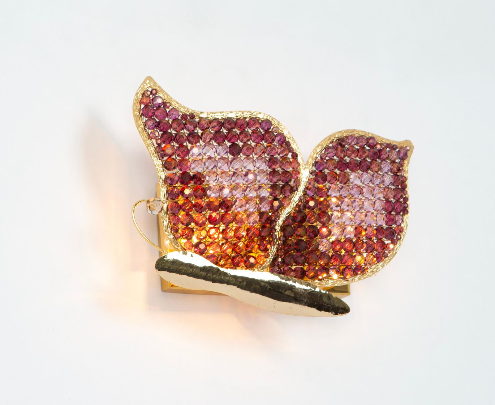 Gorgeous Butterfly Sconce Faceted Crystal Glass , Palwa, 1970s photo vinterior