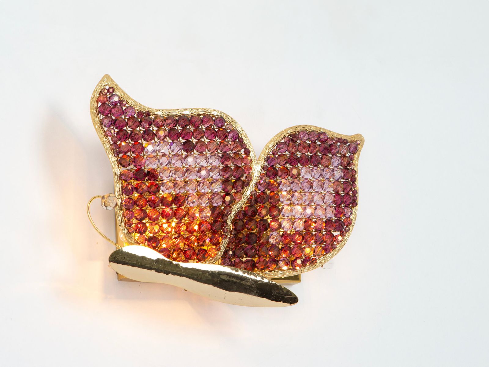 Gorgeous Butterfly Sconce Faceted Crystal Glass , Palwa, 1970s photo buy
