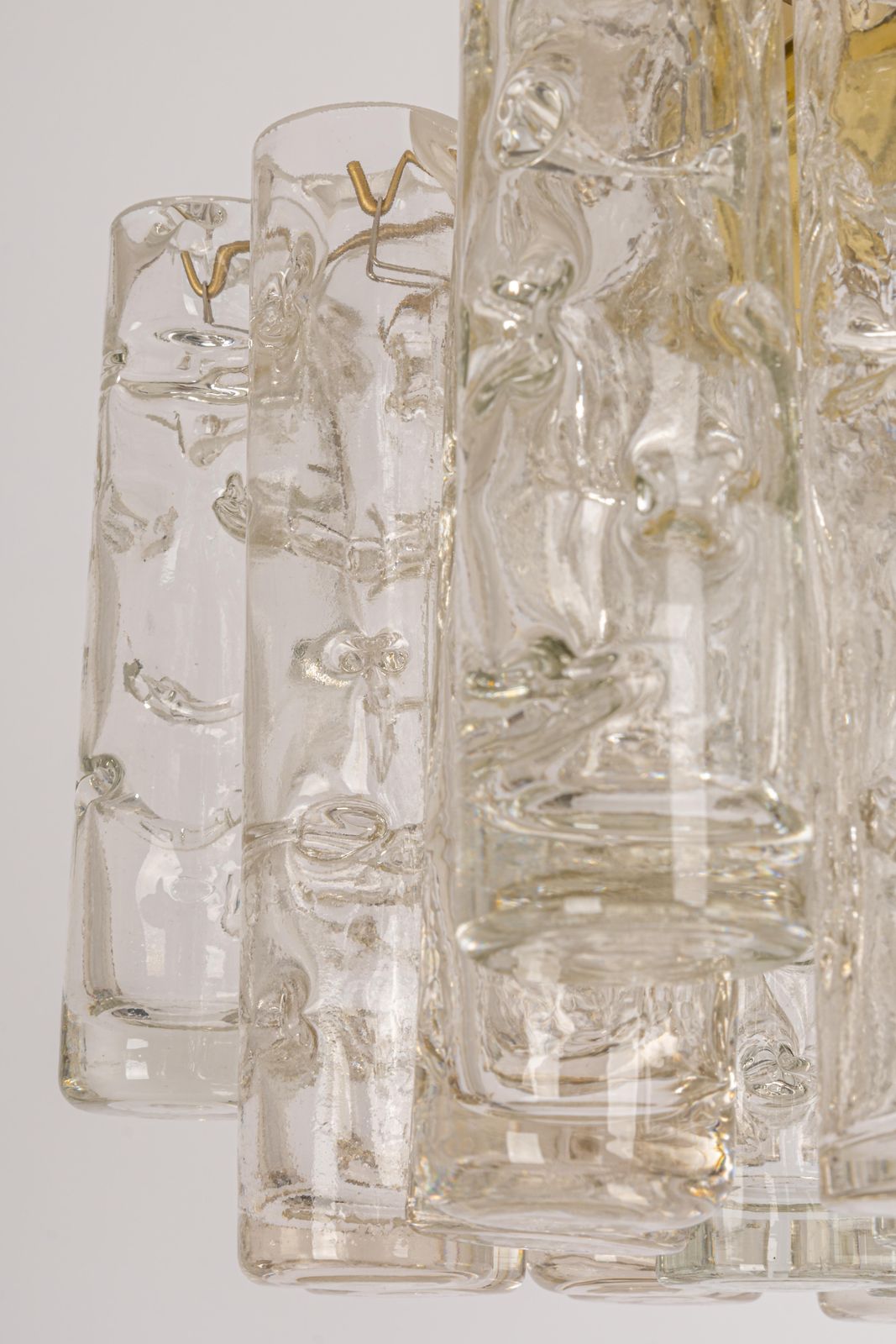 1 Of 2 Petite Murano Glass Tubes Flush Mount Light By Doria, Germany, 1970s photo Lighting