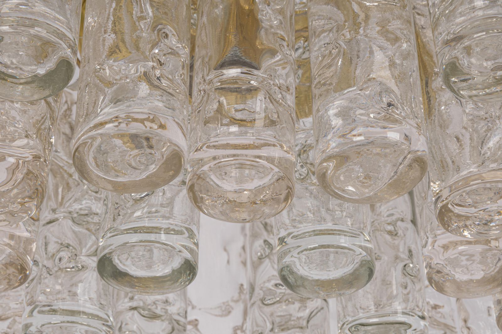 1 Of 2 Petite Murano Glass Tubes Flush Mount Light By Doria, Germany, 1970s photo vinterior