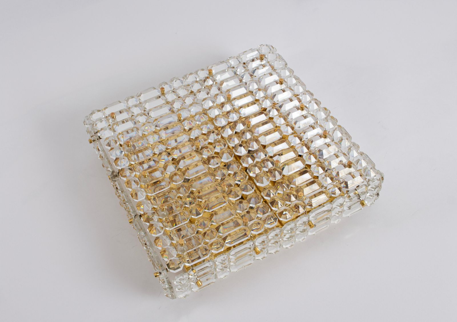Large Flushmount Faceted Crystal Light Fixture By Kinkeldey , Germany, 1960s photo vintage