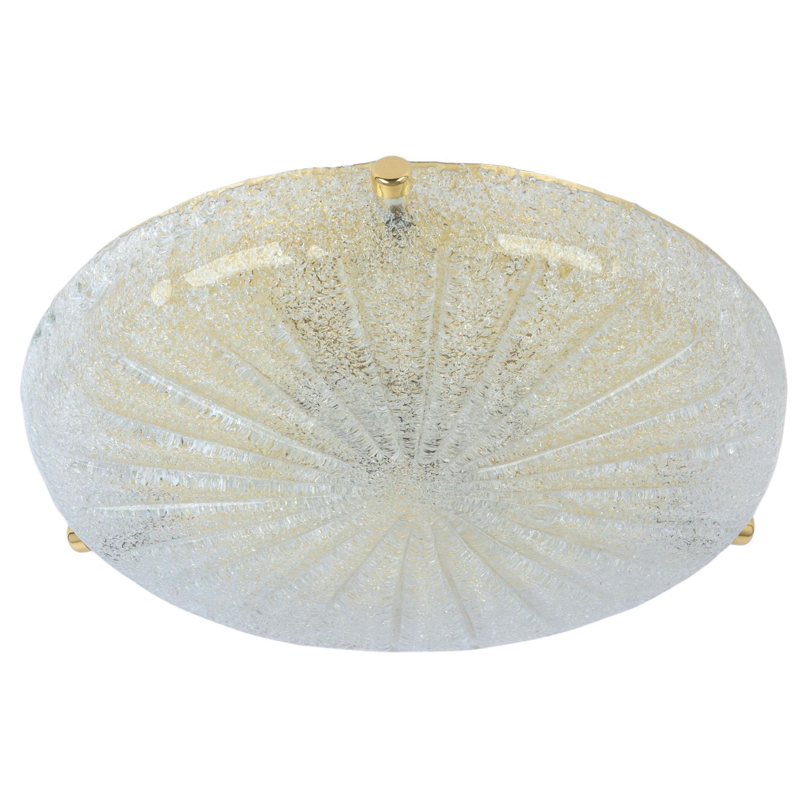 1 Of 2 Round Murano Sunbrust Flushmount By Hillebrand, Germany, 1970s