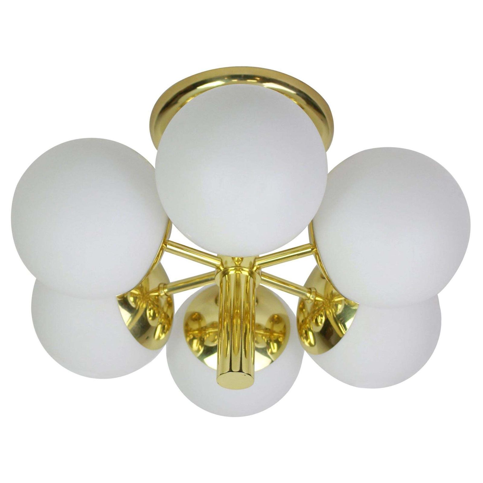 1 Of 3 Stunning Kaiser Radial Sputnik Opal Glass Chandelier, Germany, 1960s